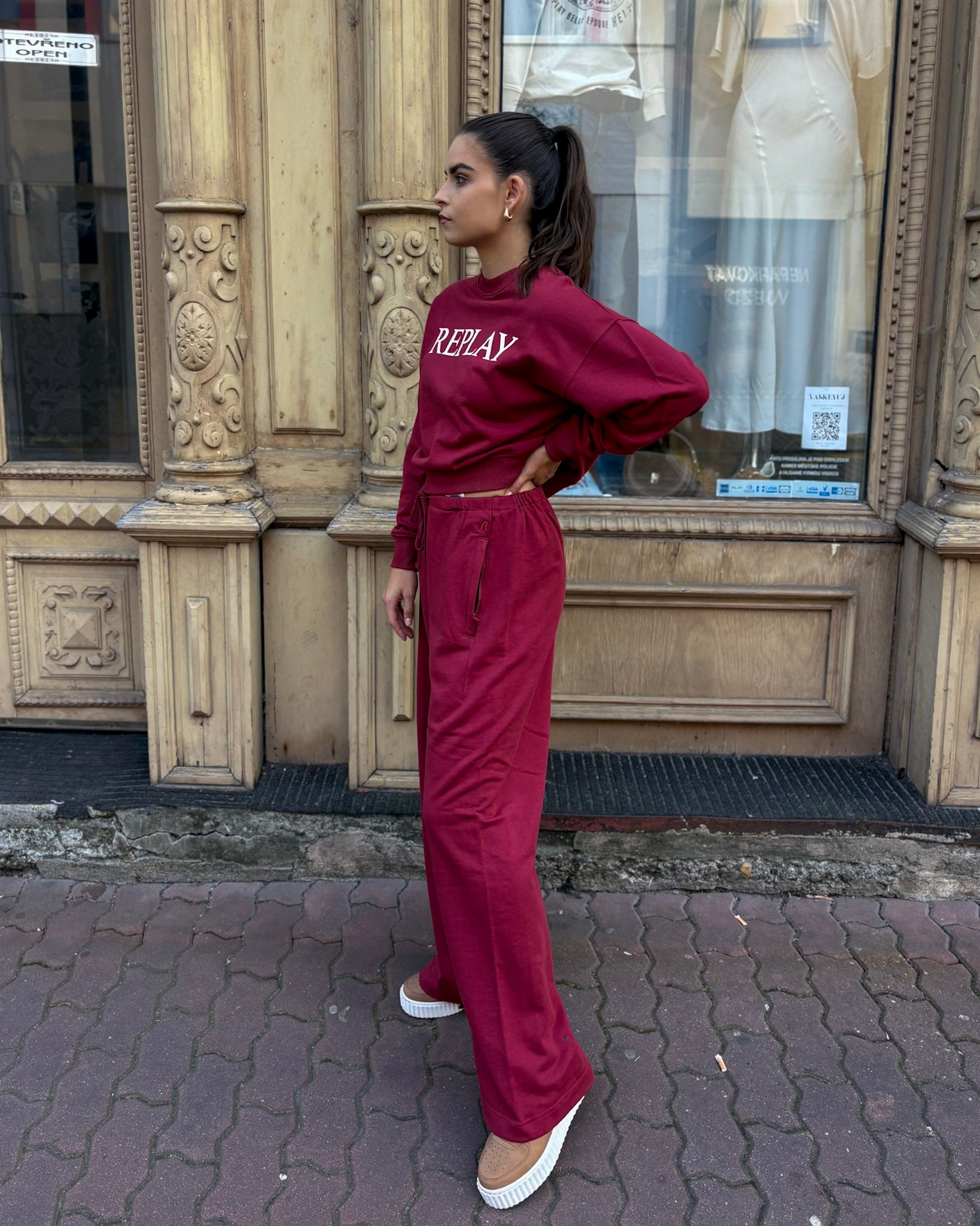 REPLAY WOMEN'S WIDE-LENGTH TROUSERS