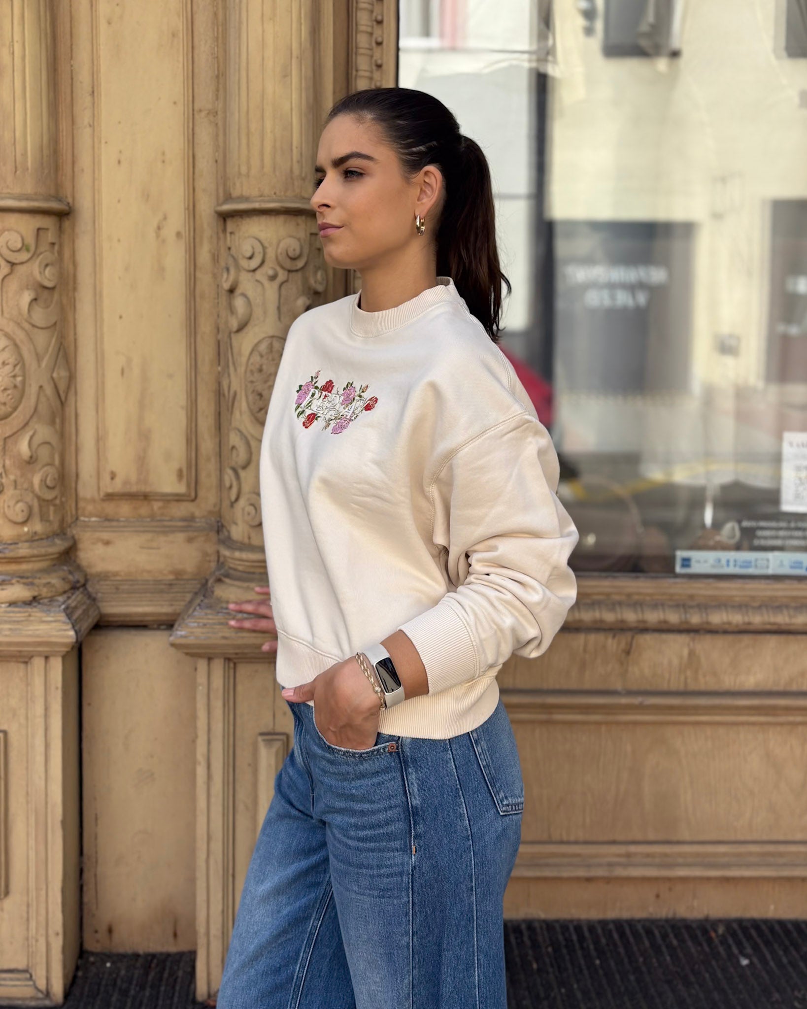 DÁMSKÁ MIKINA REPLAY MIKINA S LOGEM A POTISKEM RŮŽÍ