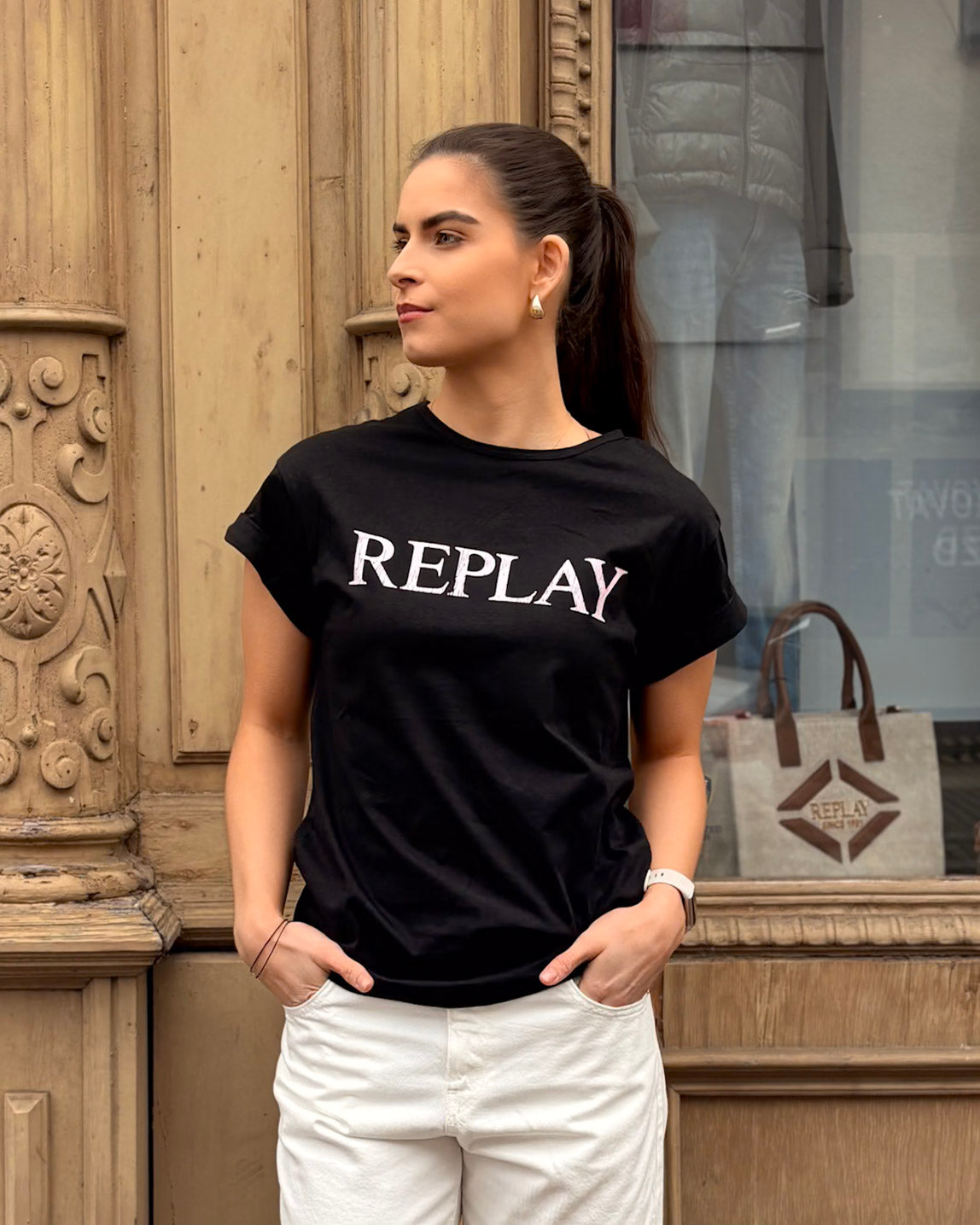 DÁMSKÉ TRIČKO REPLAY S POTISKEM NA HRUDI 