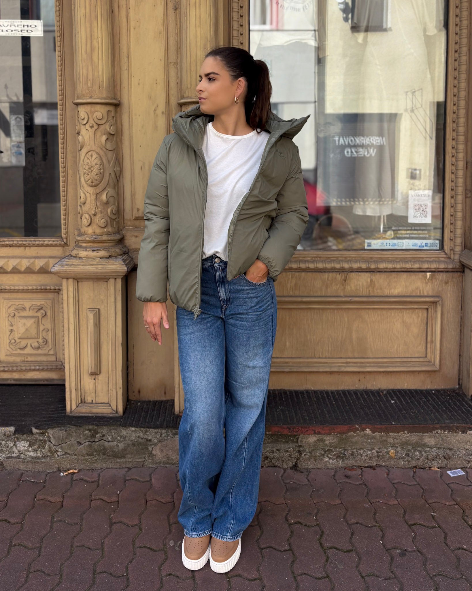 REPLAY WOMEN'S REVERSIBLE QUILTED JACKET WITH HOOD