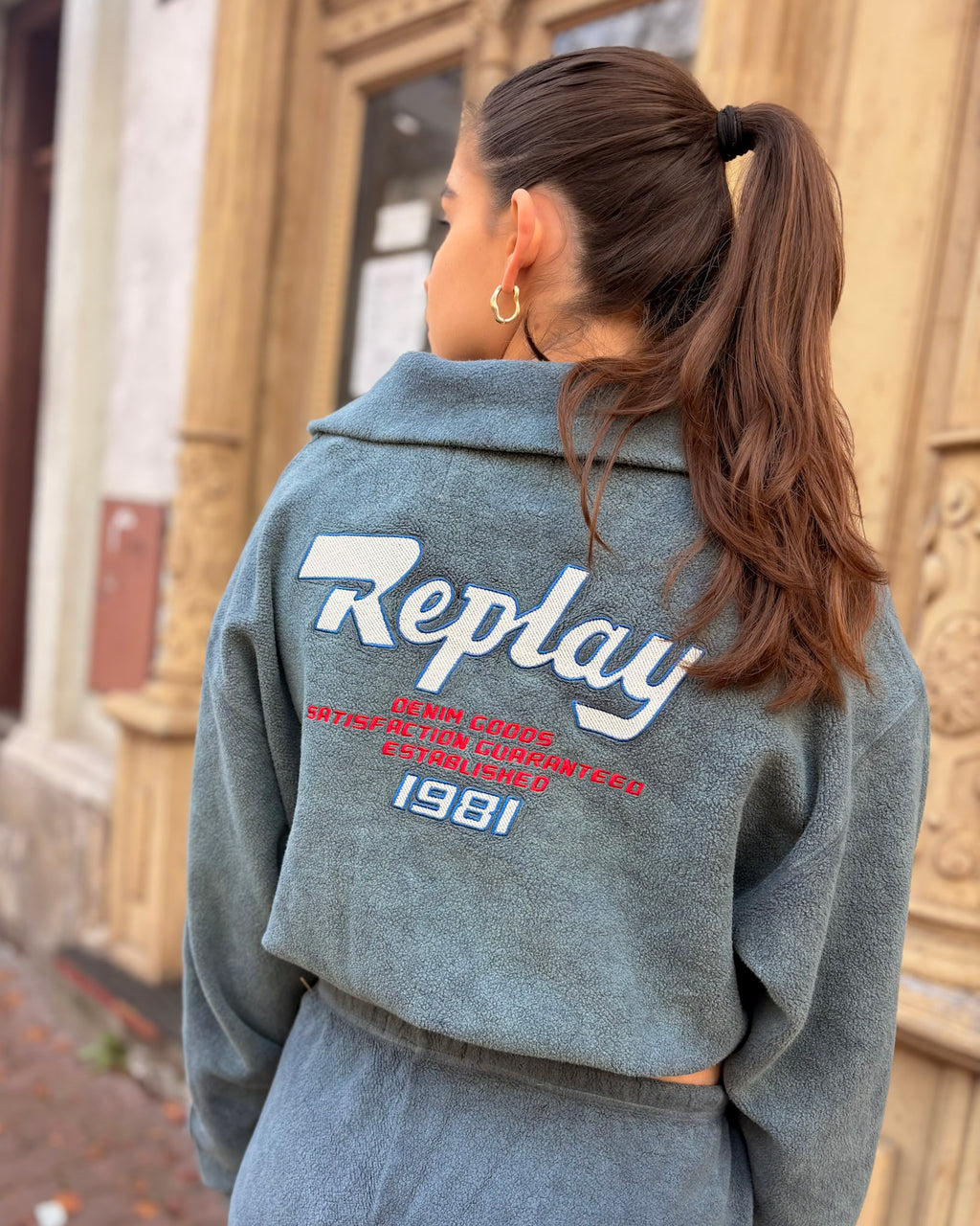 WOMEN'S REPLAY ZIP-UP SWEATSHIRT WITH PRINTS