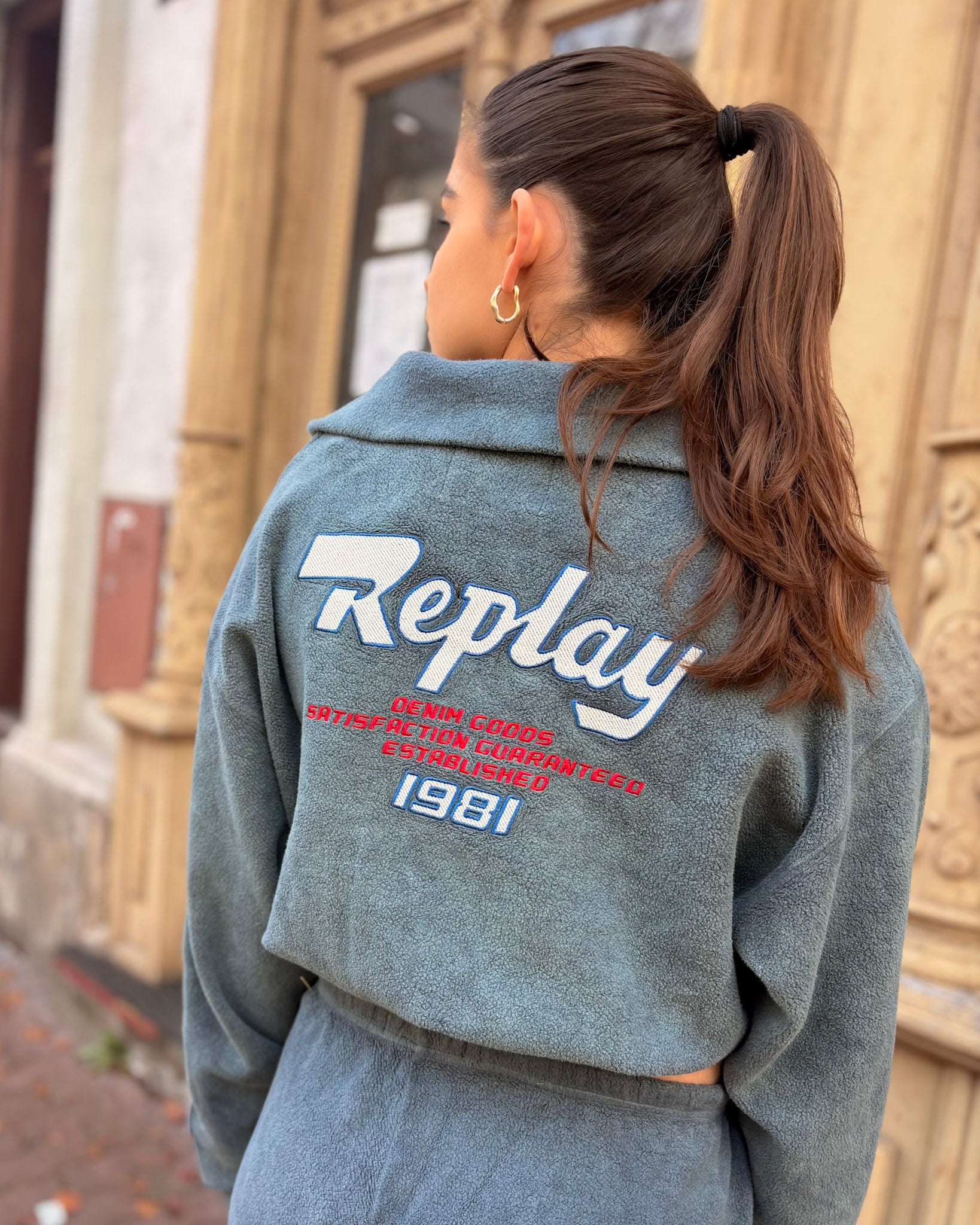 WOMEN'S REPLAY ZIP-UP SWEATSHIRT WITH PRINTS