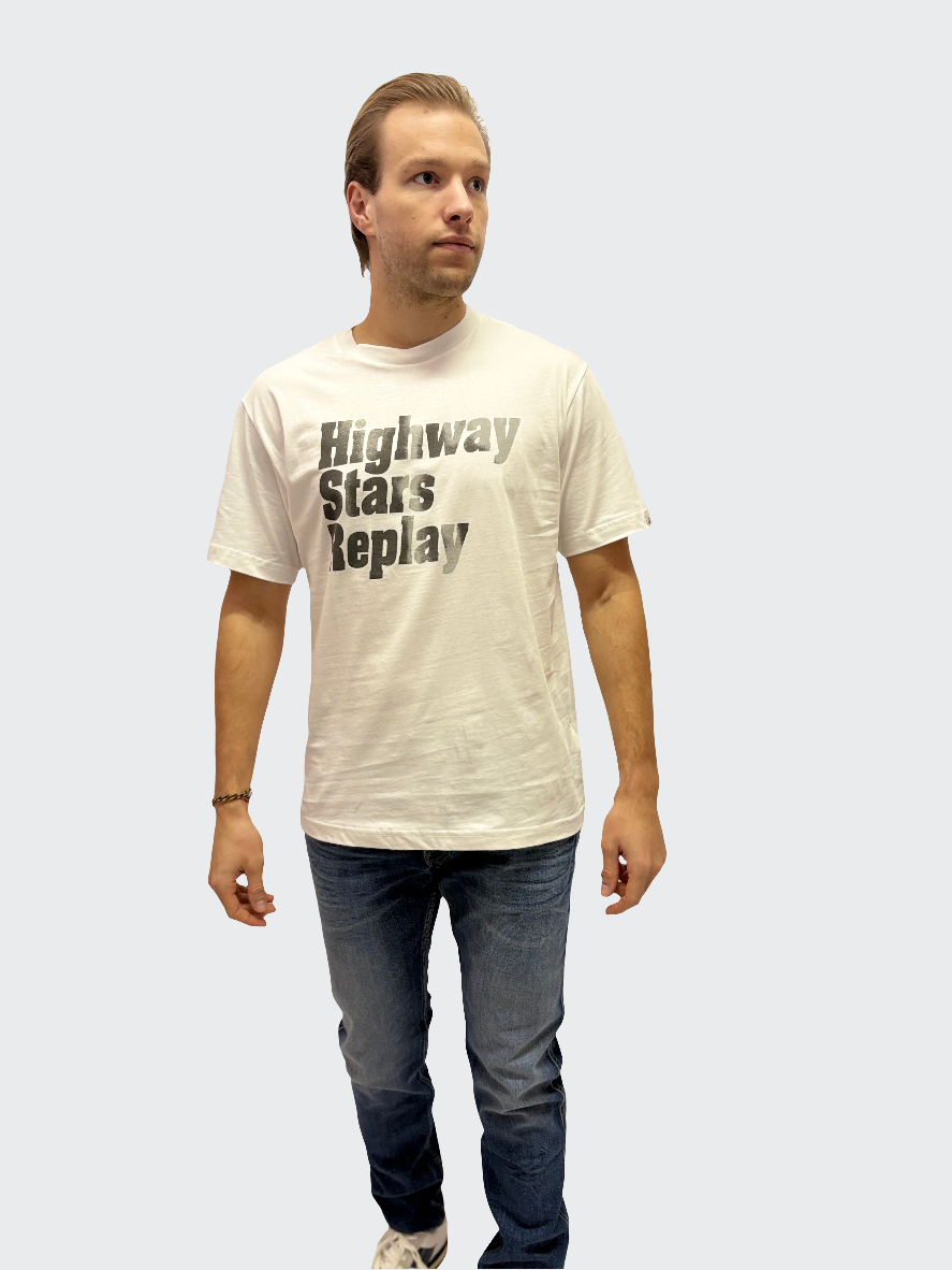 REPLAY PÁNSKÉ TRIČKO Z BAVLNĚNÉHO ŽERZEJE S POTISKEM