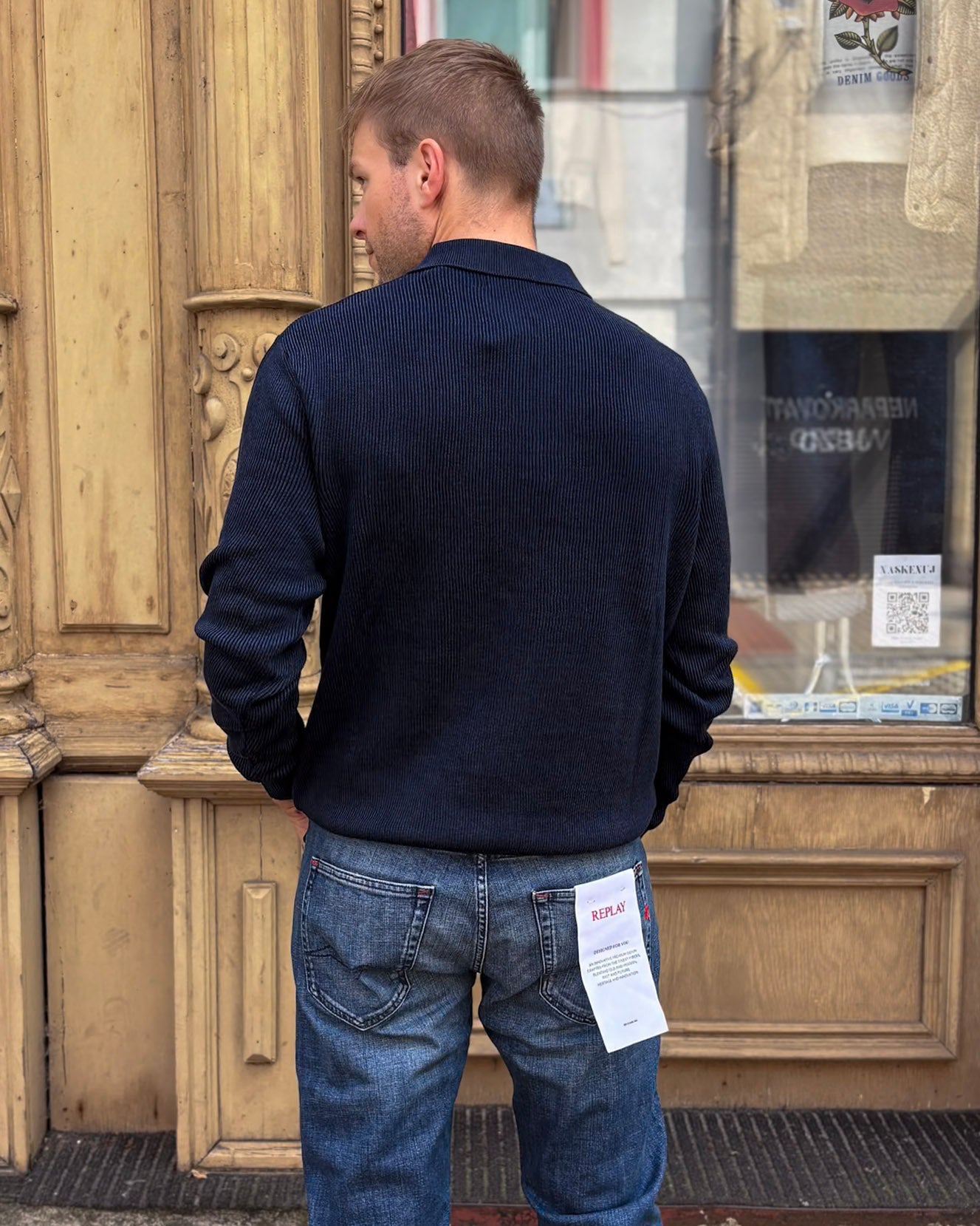 REPLAY FÉRFI PULÓVER RÖVID CIPZÁRRAL