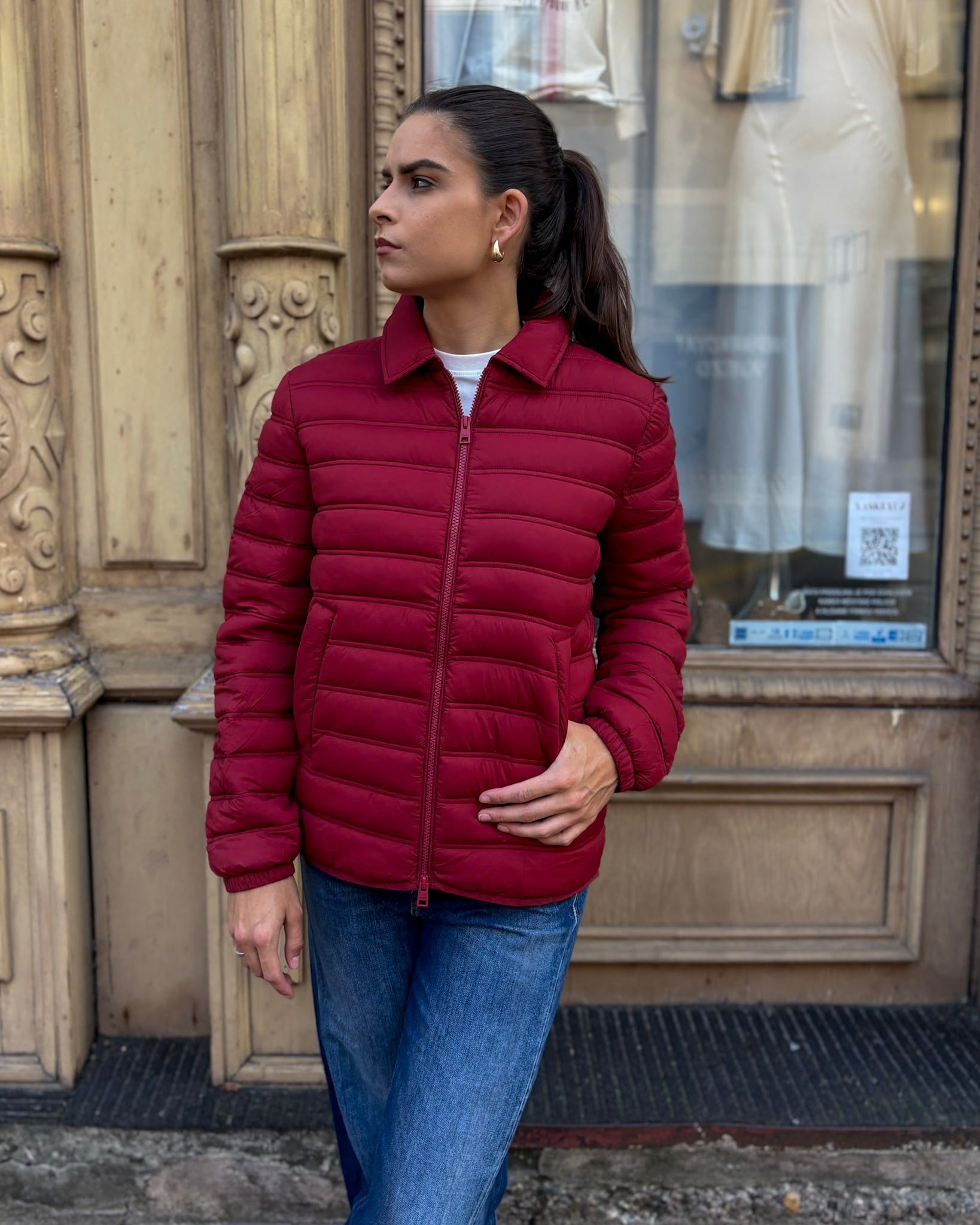 NŐI REPLAY RÖVID DZSEKI KERESZTVARRÁSSAL ÉS GALLÉRRAL 