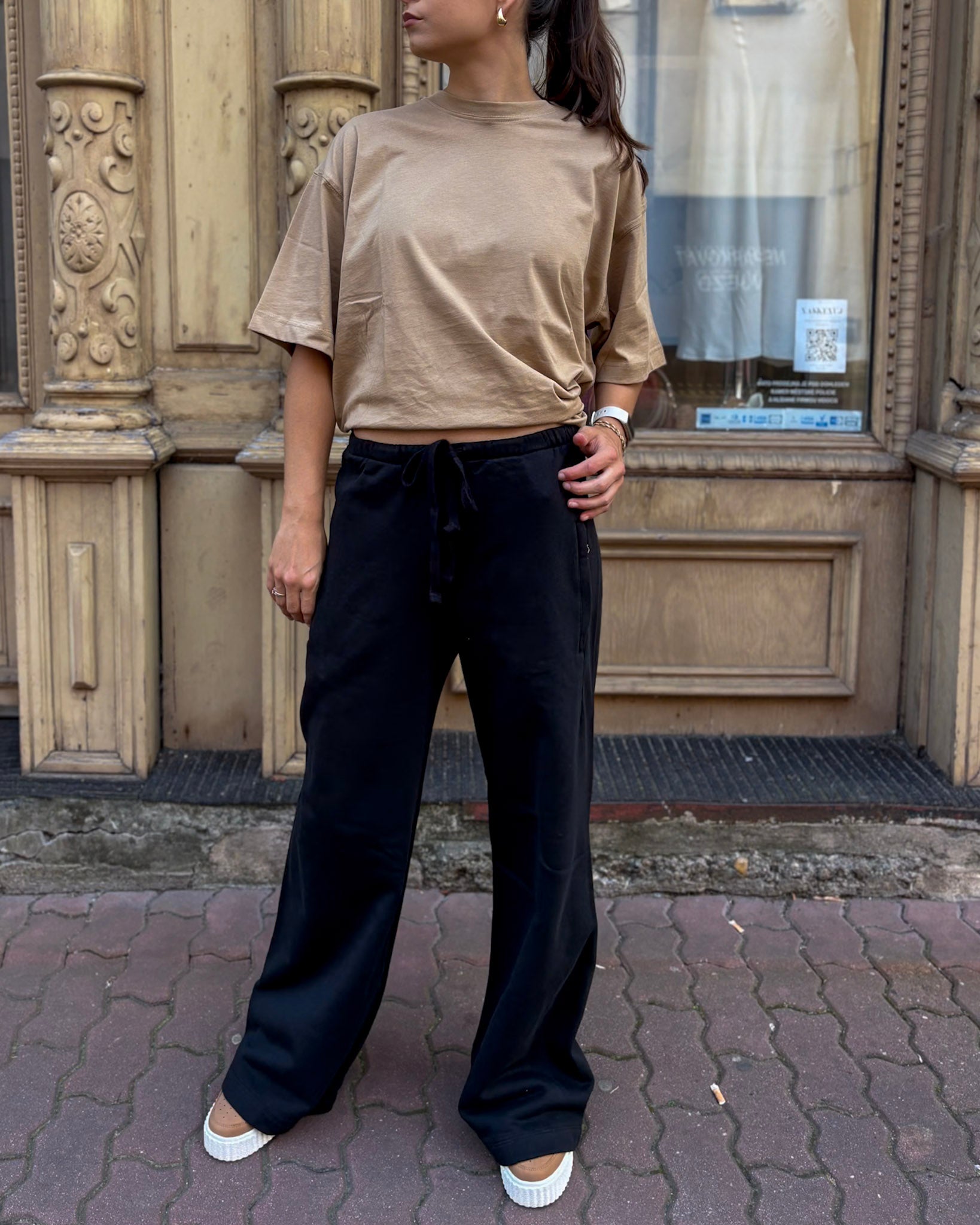 WOMEN'S REPLAY WIDE PANTS WITH DRAWSTRING