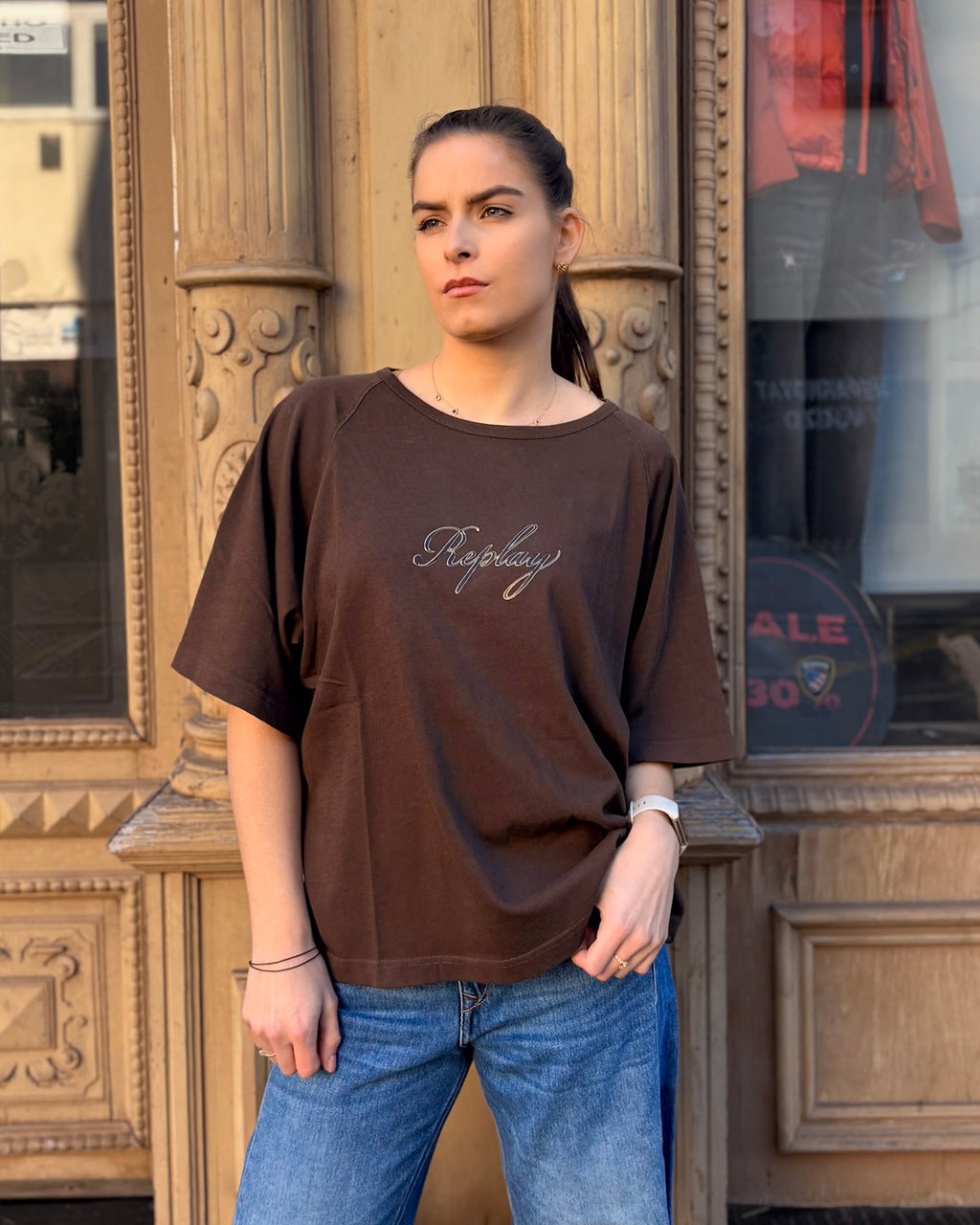 DÁMSKÉ TRIČKO REPLAY SE ZLATÝM POTISKEM LOGA 