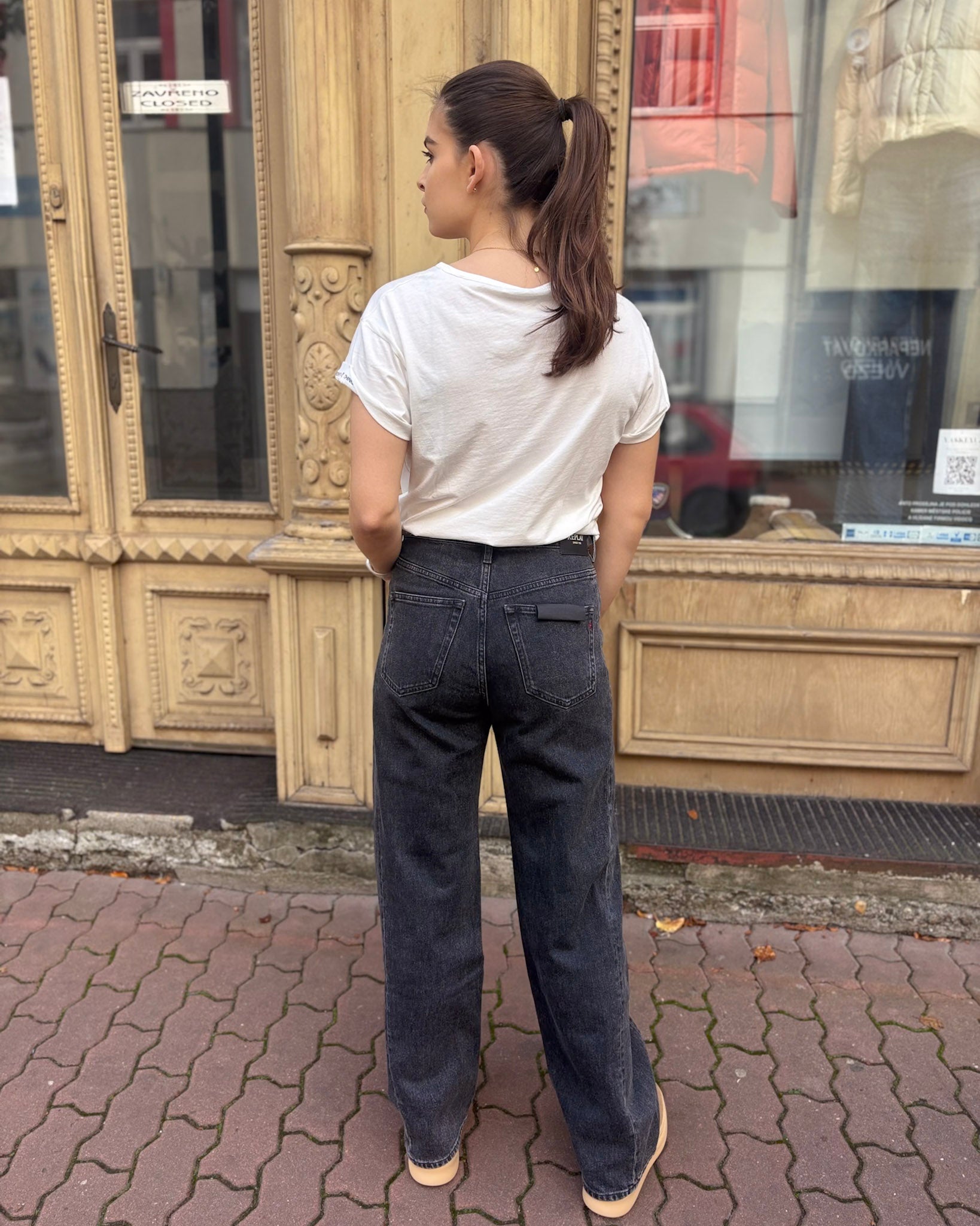 REPLAY DÁMSKÉ ČERNÉ DŽÍNY NARJA BAGGY FIT