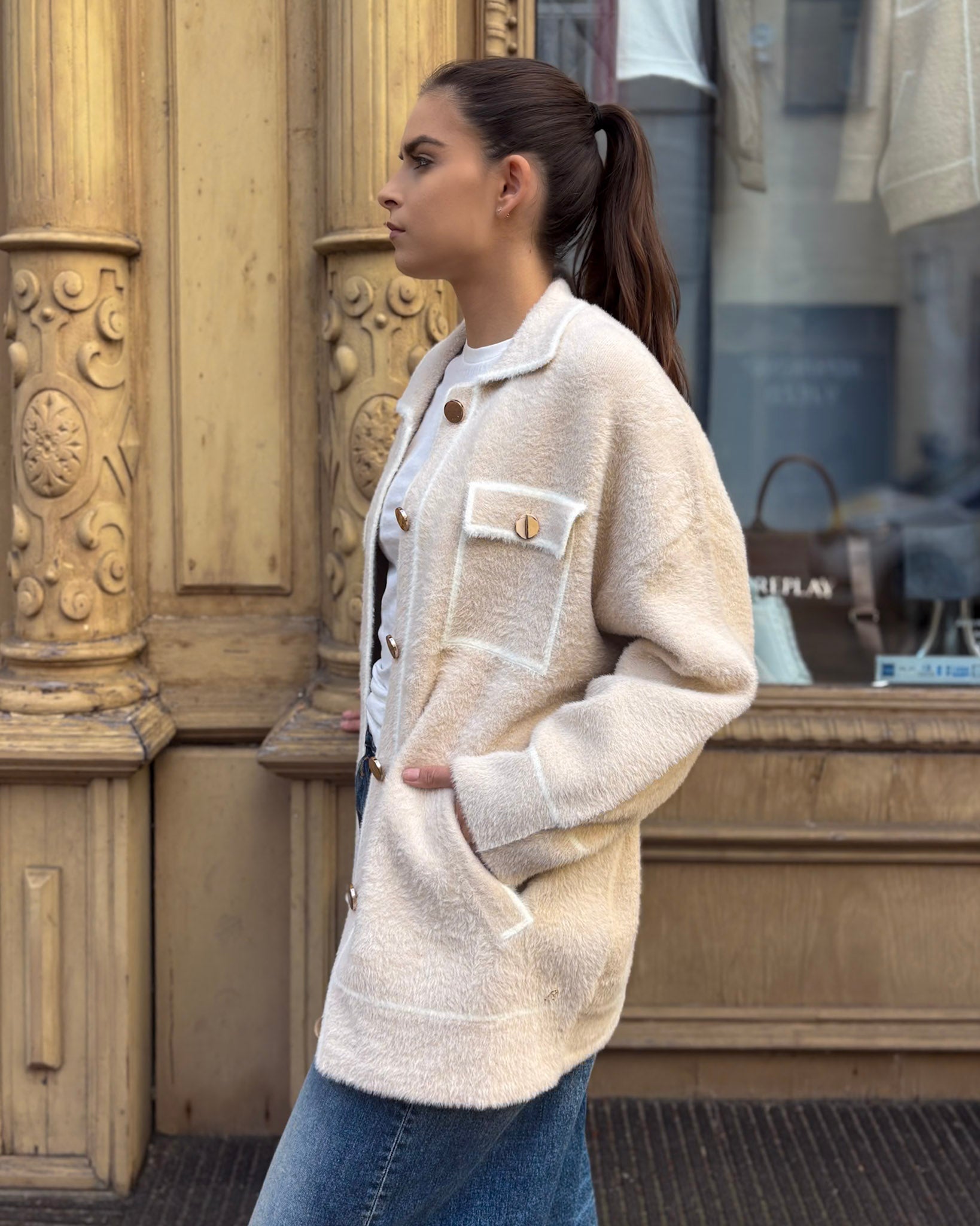 NŐI REPLAY PLÜSS KARDIGÁN GOMBOKKAL 