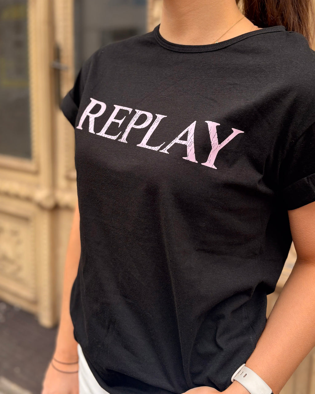 DÁMSKÉ TRIČKO REPLAY S POTISKEM NA HRUDI 