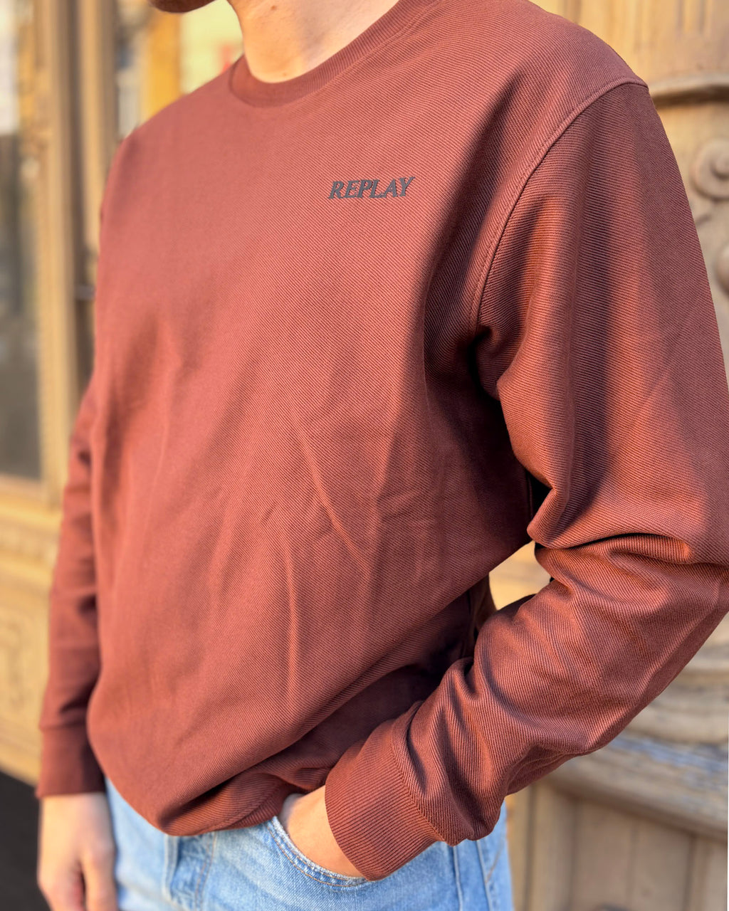 PÁNSKÉ TRIČKO REPLAY S DLOUHÝM RUKÁVEM Z REŽNÉ BAVLNY