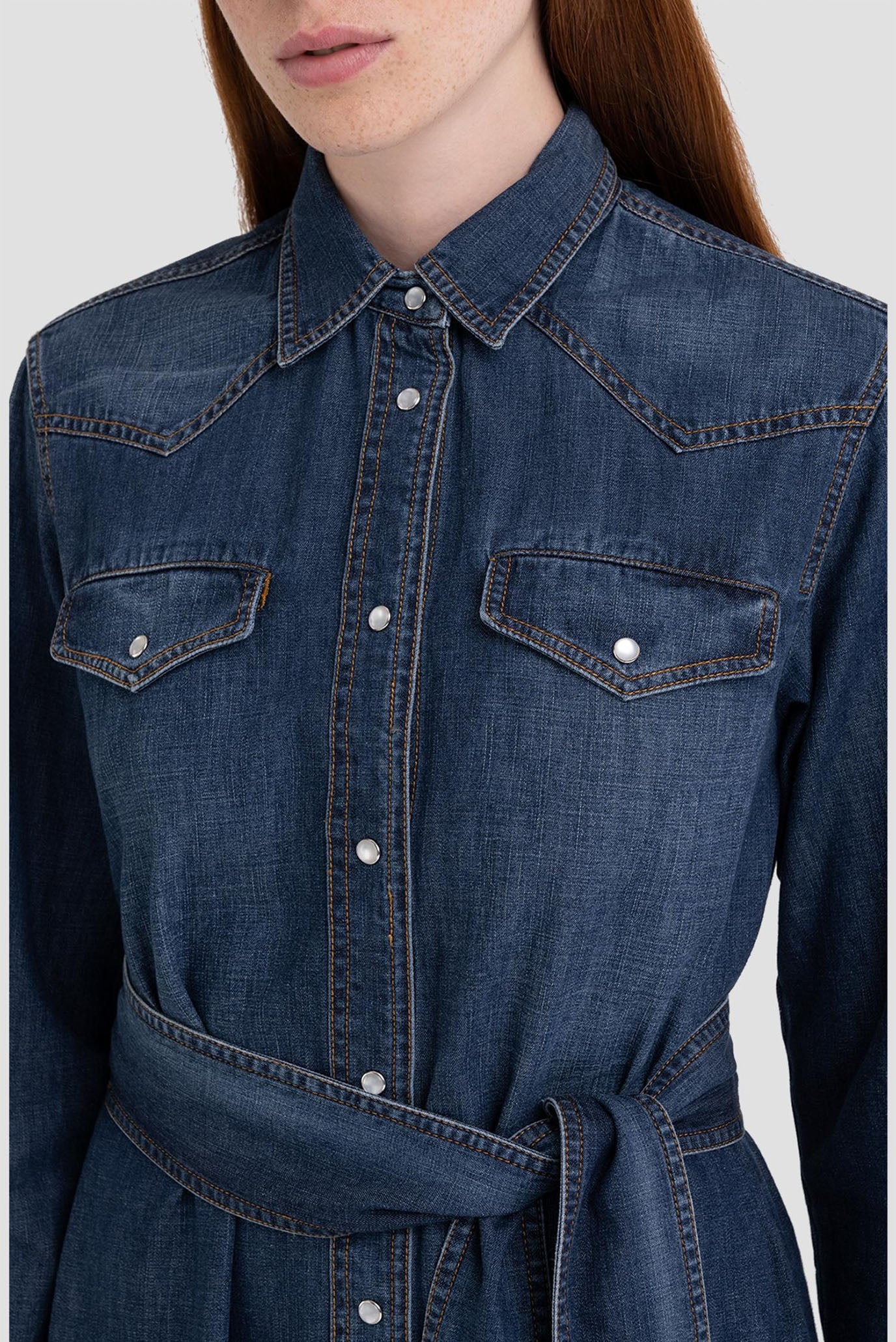 replay denim dress REPLAY Extra-long denim dress with slit - Stylish denim dress