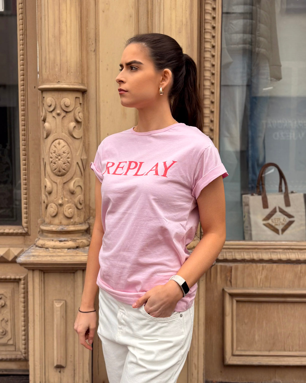 DÁMSKÉ TRIČKO REPLAY S POTISKEM NA HRUDI 