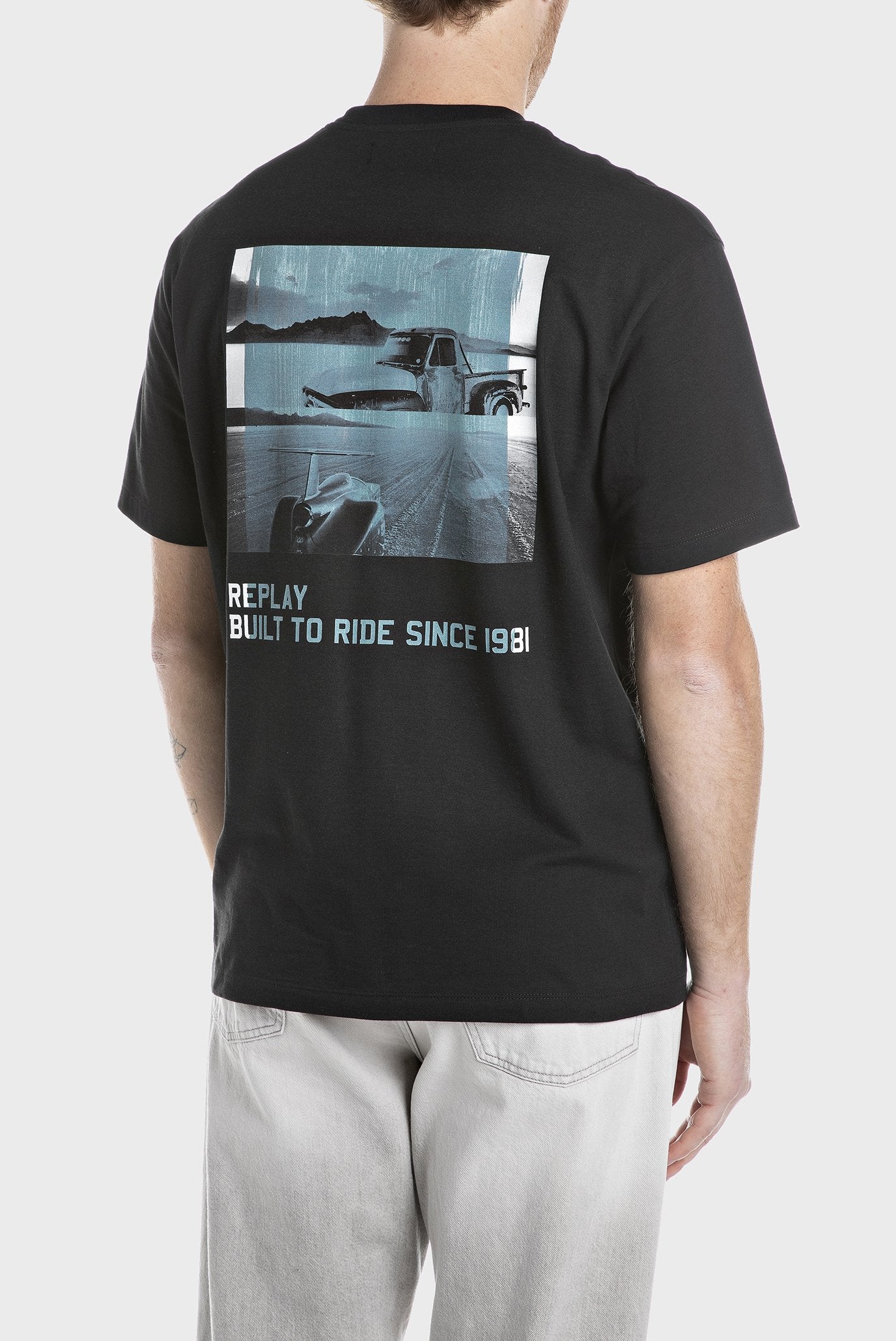 REPLAY PÁNSKÉ TRIČKO UVOLNĚNÉHO STŘIHU S POTISKEM