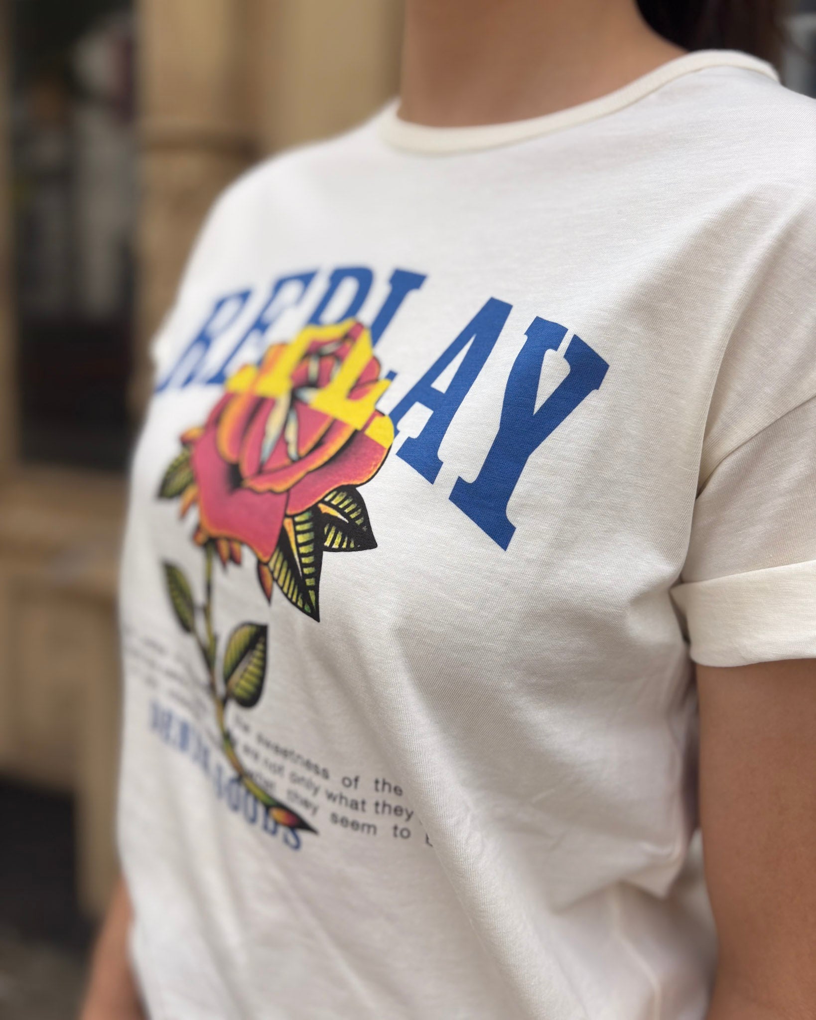 DÁMSKÉ TRIČKO REPLAY S POTISKEM REPLAY ROSE