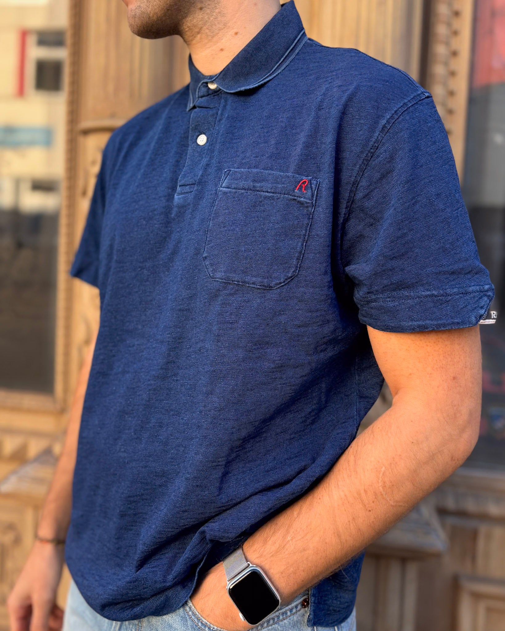 PÁNSKÉ POLO TRIČKO S DENIMOVÝM EFEKTEM