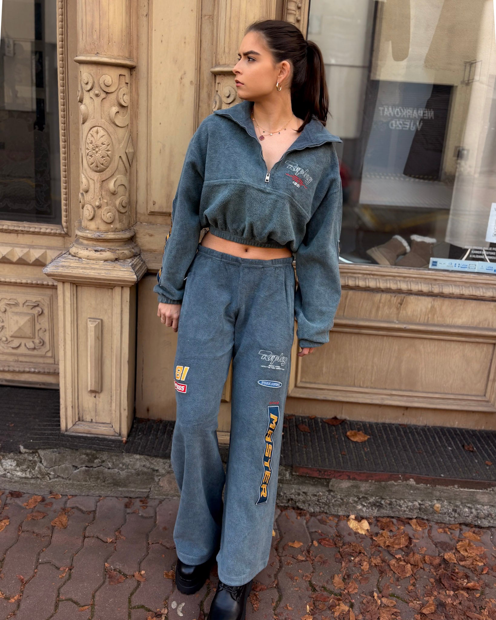 WOMEN'S REPLAY ZIP-UP SWEATSHIRT WITH PRINTS