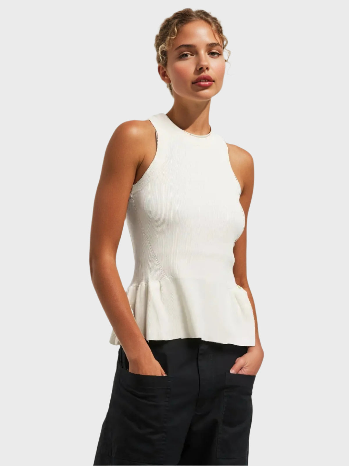 REPLAY DÁMSKÝ ÚPLETOVÝ TOP S VOLÁNOVÝMI DETAILY