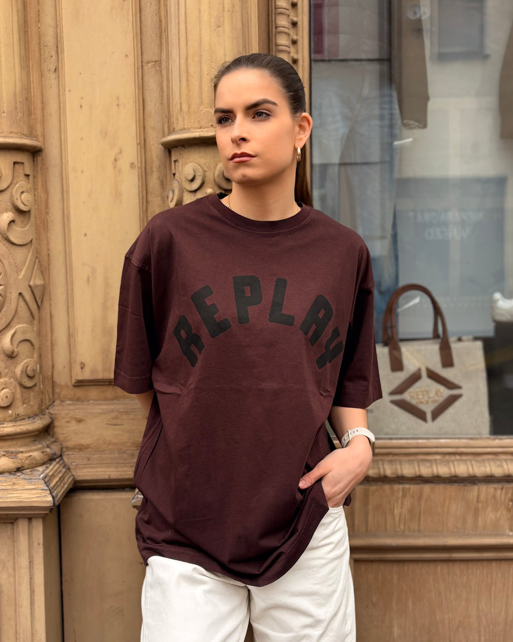 DÁMSKÉ OVERSIZED TRIČKO REPLAY S POTISKEM 