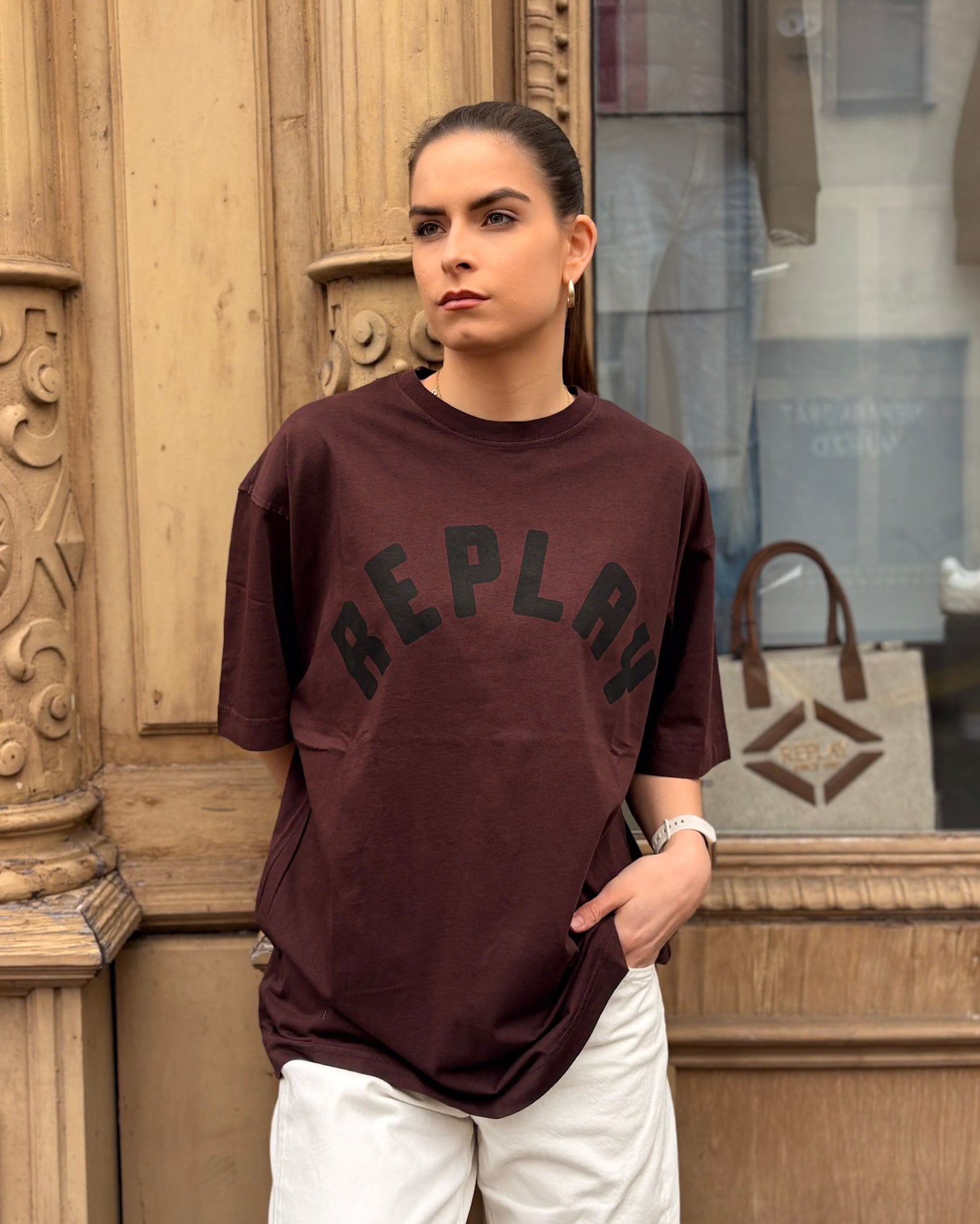 DÁMSKÉ OVERSIZED TRIČKO REPLAY S POTISKEM 