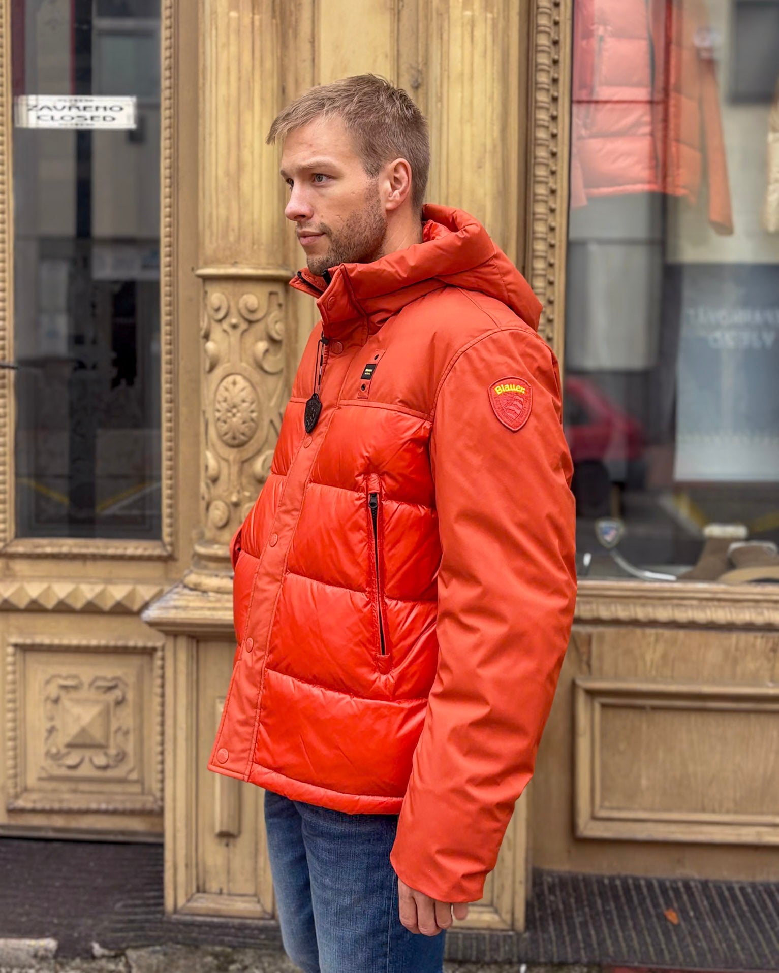 PÁNSKÁ PÉŘOVÁ BUNDA BLAUER S KAPUCÍ BROOK