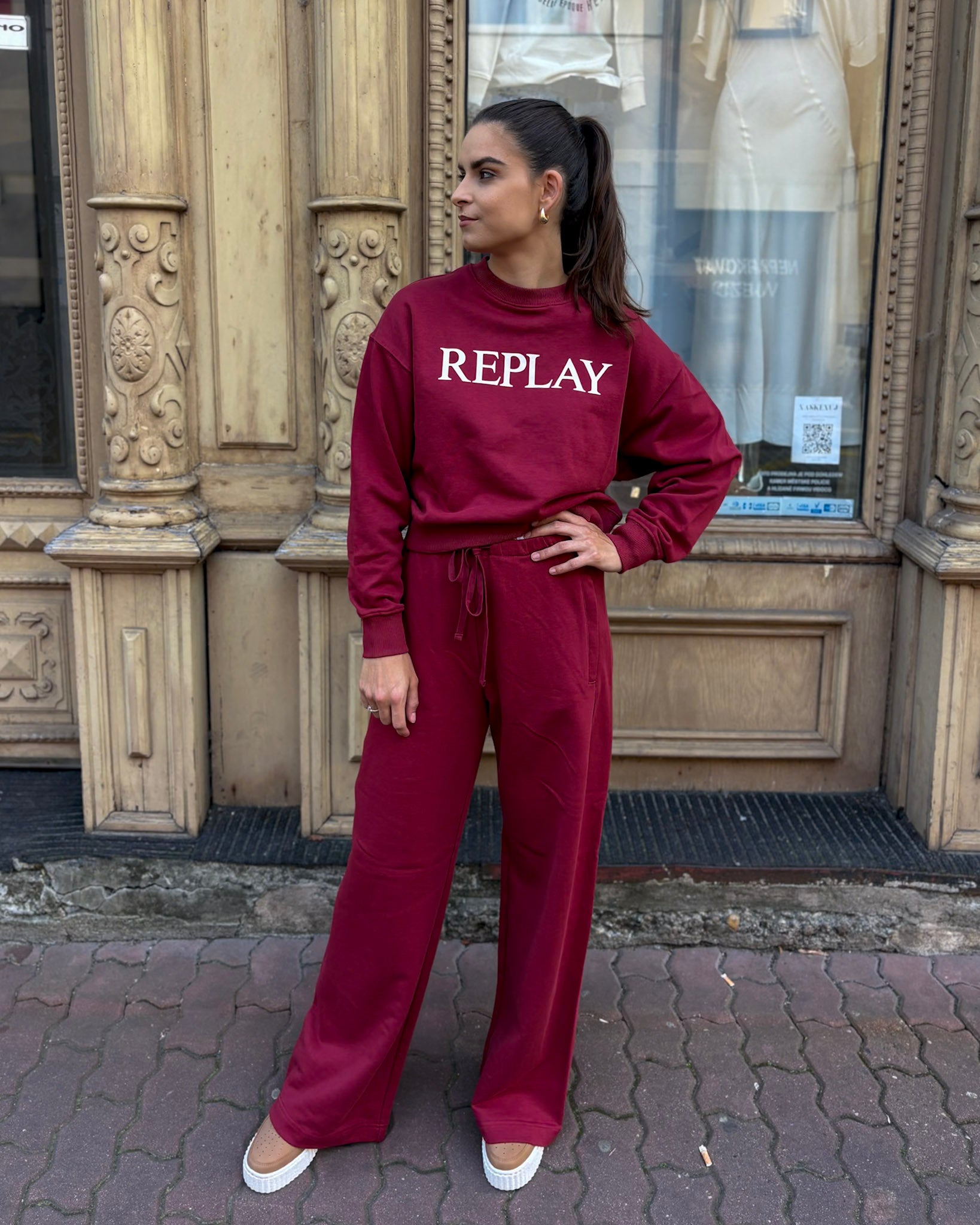 REPLAY WOMEN'S WIDE-LENGTH TROUSERS