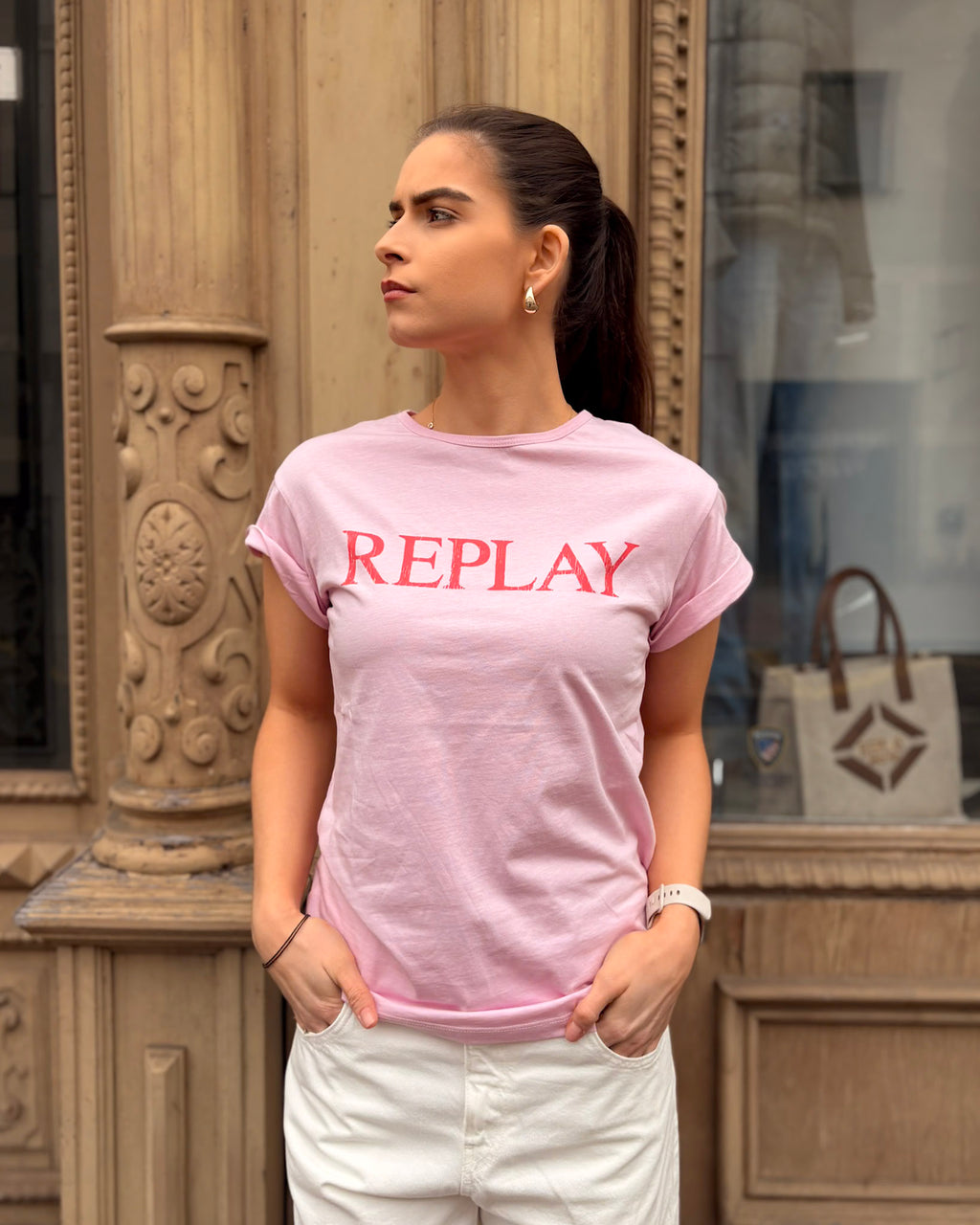 DÁMSKÉ TRIČKO REPLAY S POTISKEM NA HRUDI 