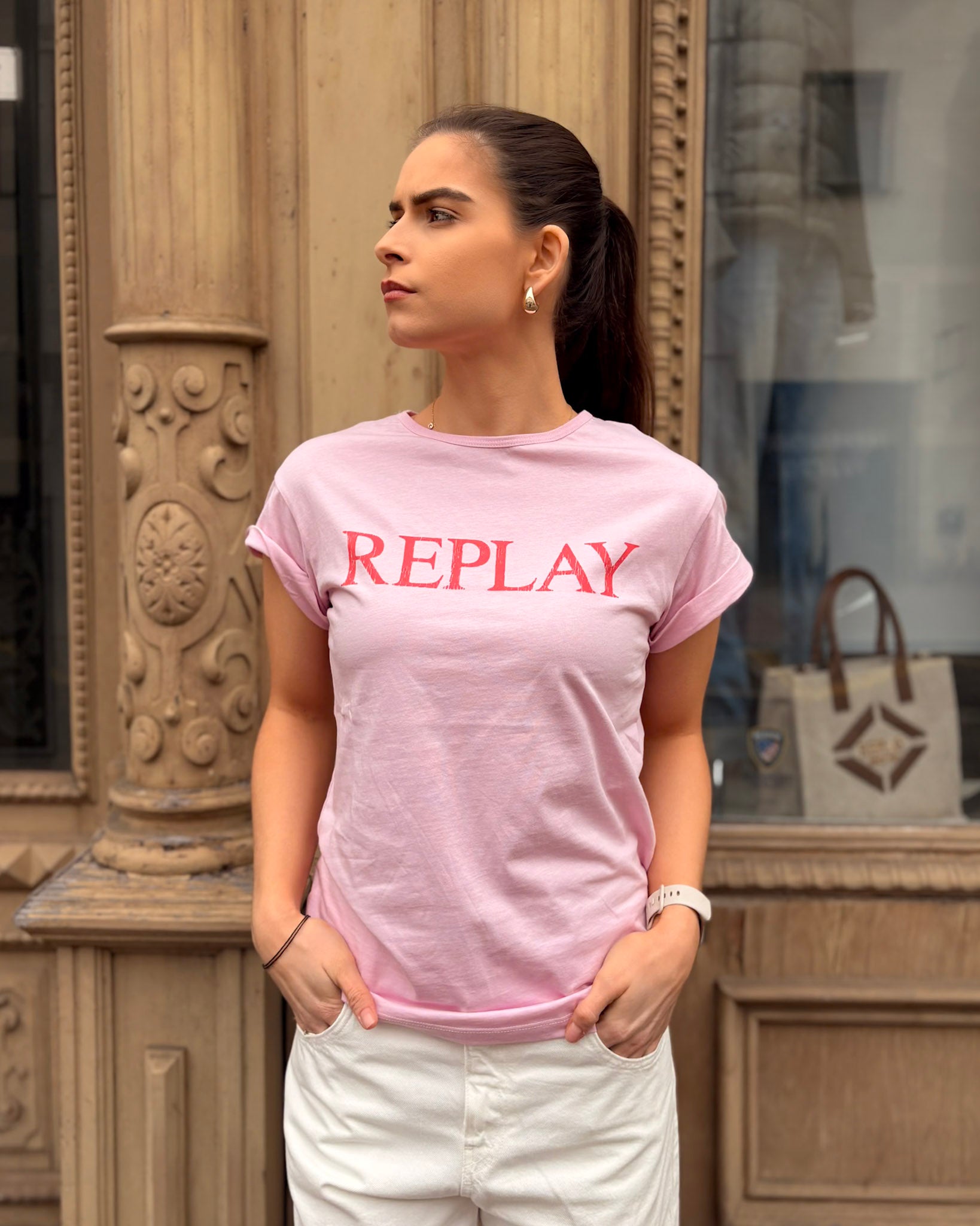 DÁMSKÉ TRIČKO REPLAY S POTISKEM NA HRUDI 