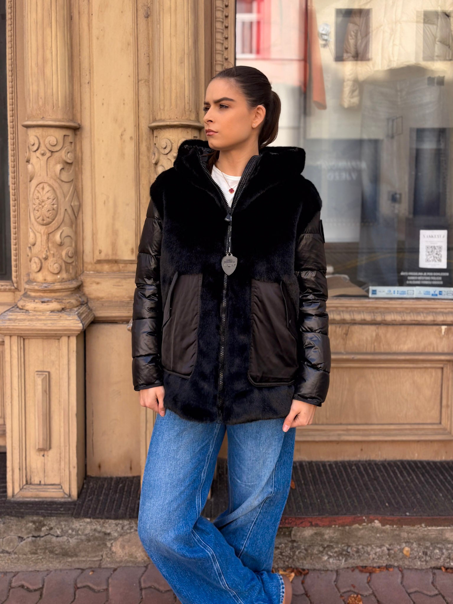 BLAUER DÁMSKÁ KRÁTKÁ BUNDA ESTRELLA S KOŽEŠINOU - 25WBLDB02106006646