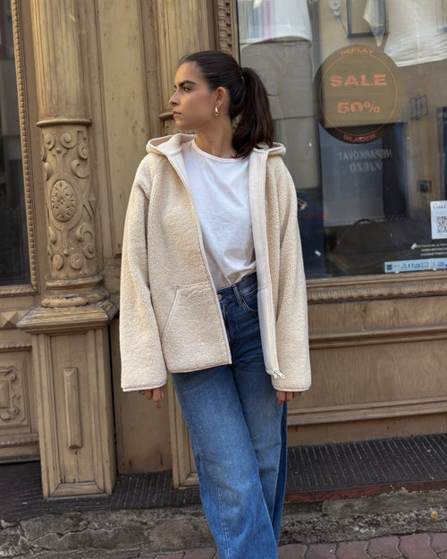 DÁMSKÁ BUNDA REPLAY S KAPUCÍ Z UMĚLÉ KŮŽE 