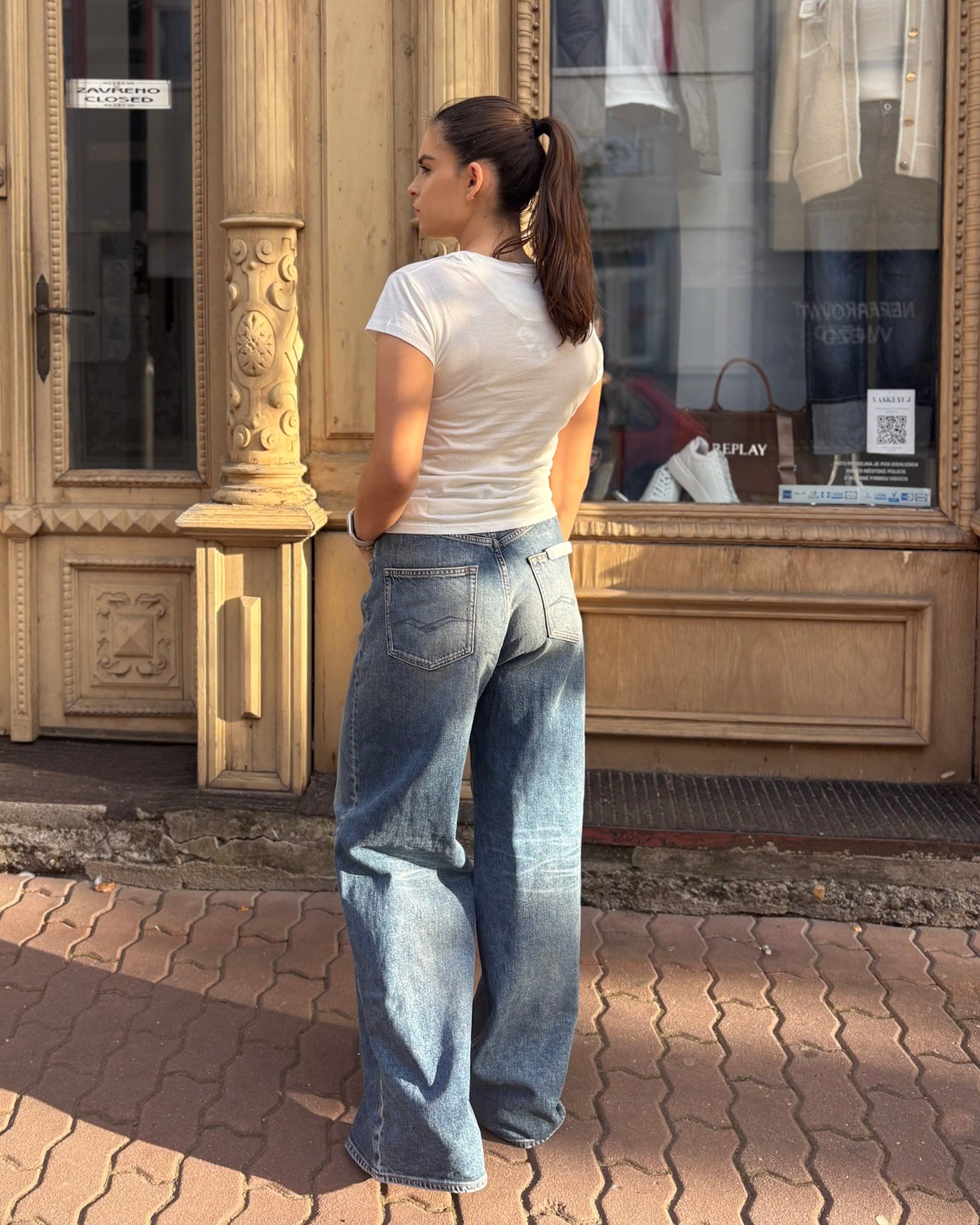 REPLAY DÁMSKÉ SKINNY-FIT BAVLNĚNÉ TRIČKO