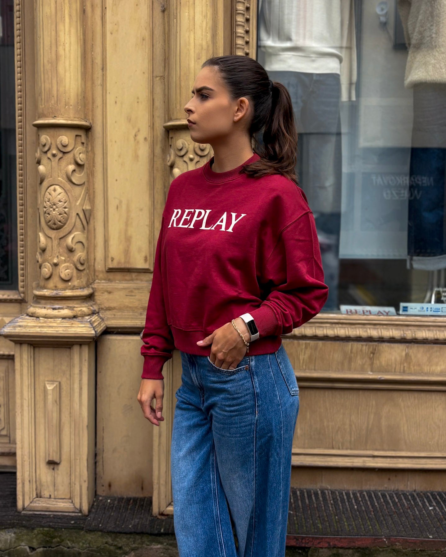 DÁMSKÁ BAVLNĚNÁ MIKINA REPLAY S NÁPISEM