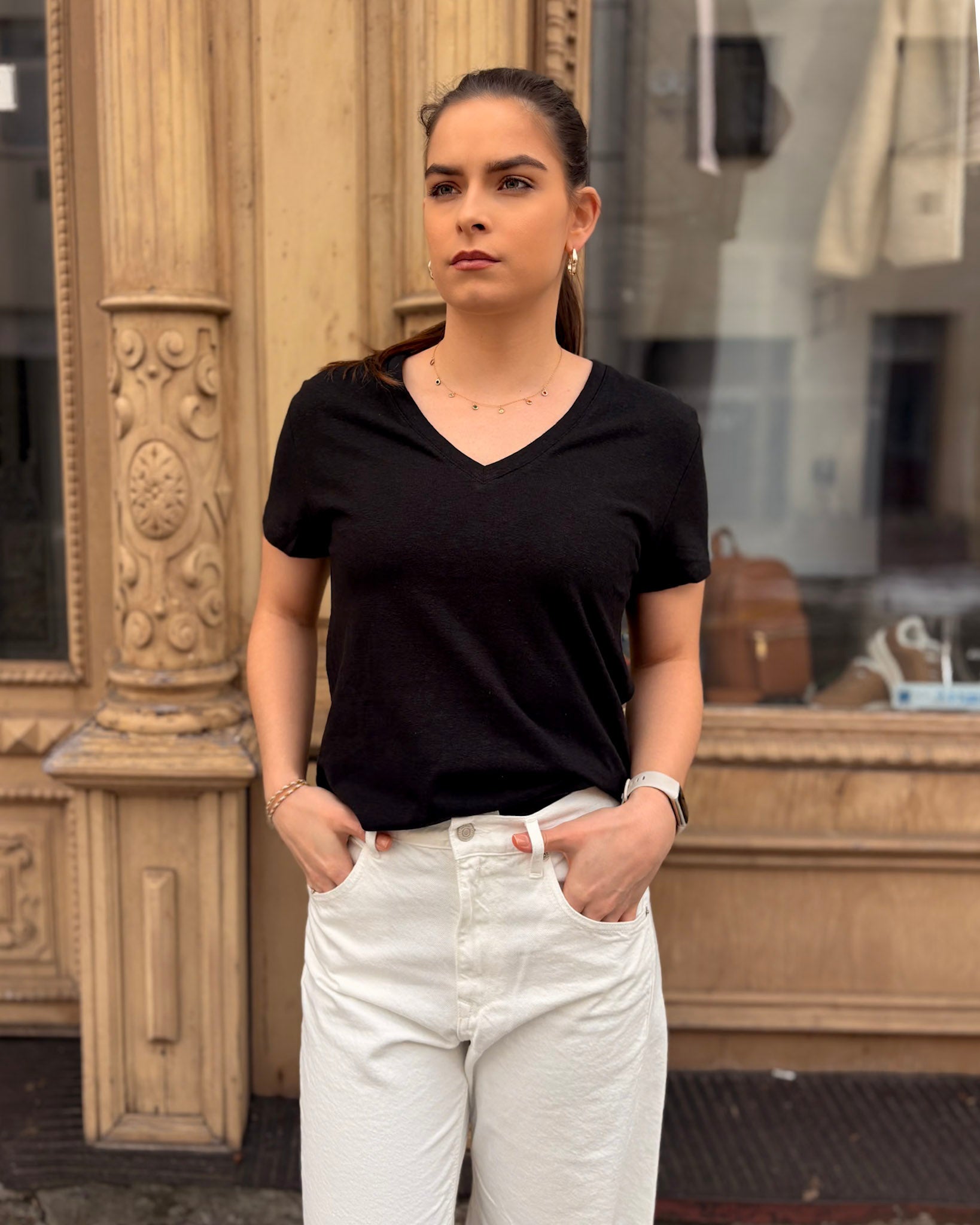 DÁMSKÉ BASIC TRIČKO REPLAY S VÝSTŘIHEM DO V 