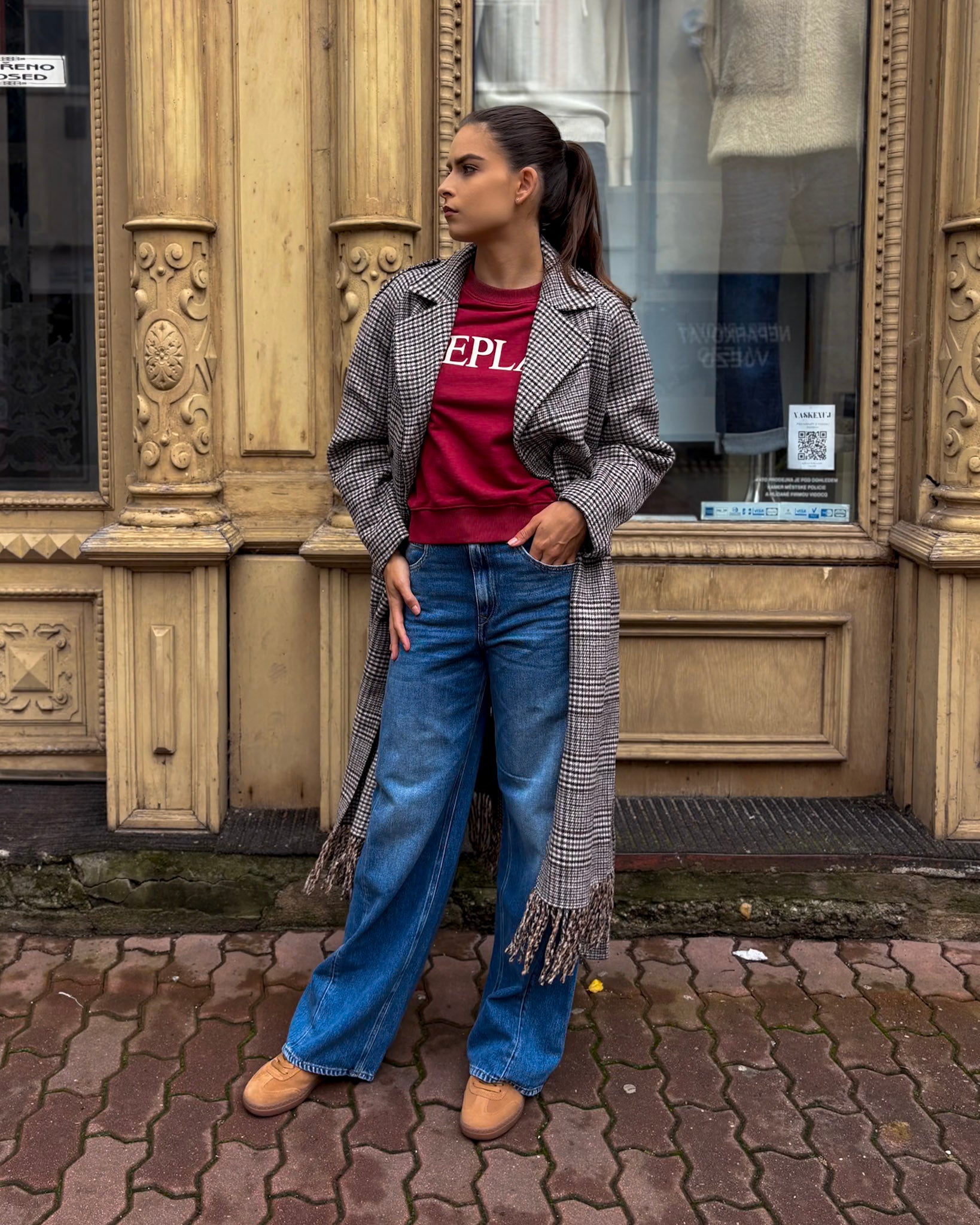 REPLAY NŐI KOCKÁS GYAPJÚKEVERÉK KABÁT ROFÓKKAL