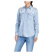 REPLAY WOMEN'S SHIRT WITH EMBROIDERY