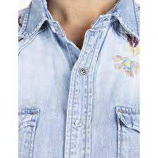 REPLAY WOMEN'S SHIRT WITH EMBROIDERY