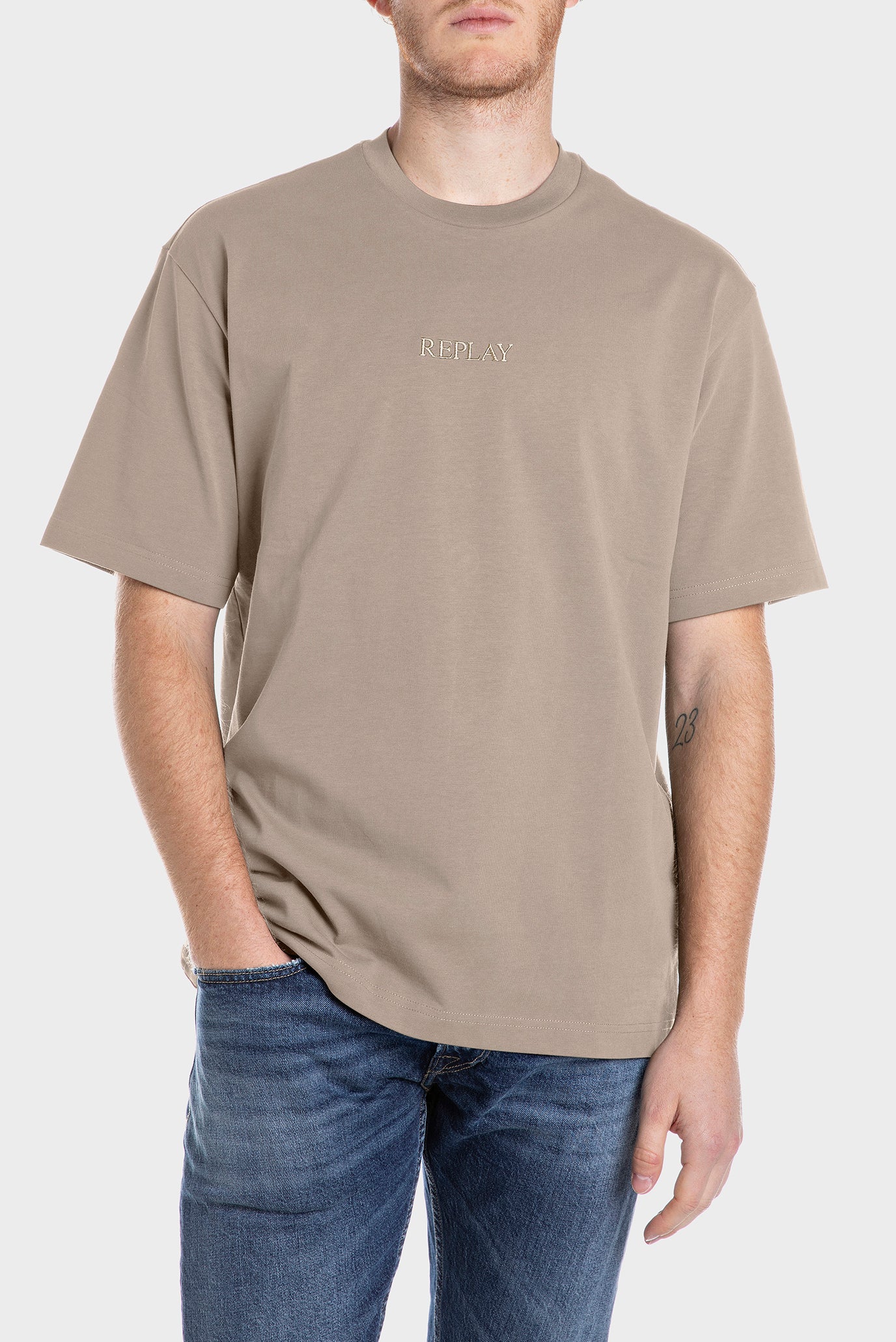 REPLAY PÁNSKÉ BAVLNĚNÉ TRIČKO S VÝŠIVKOU 