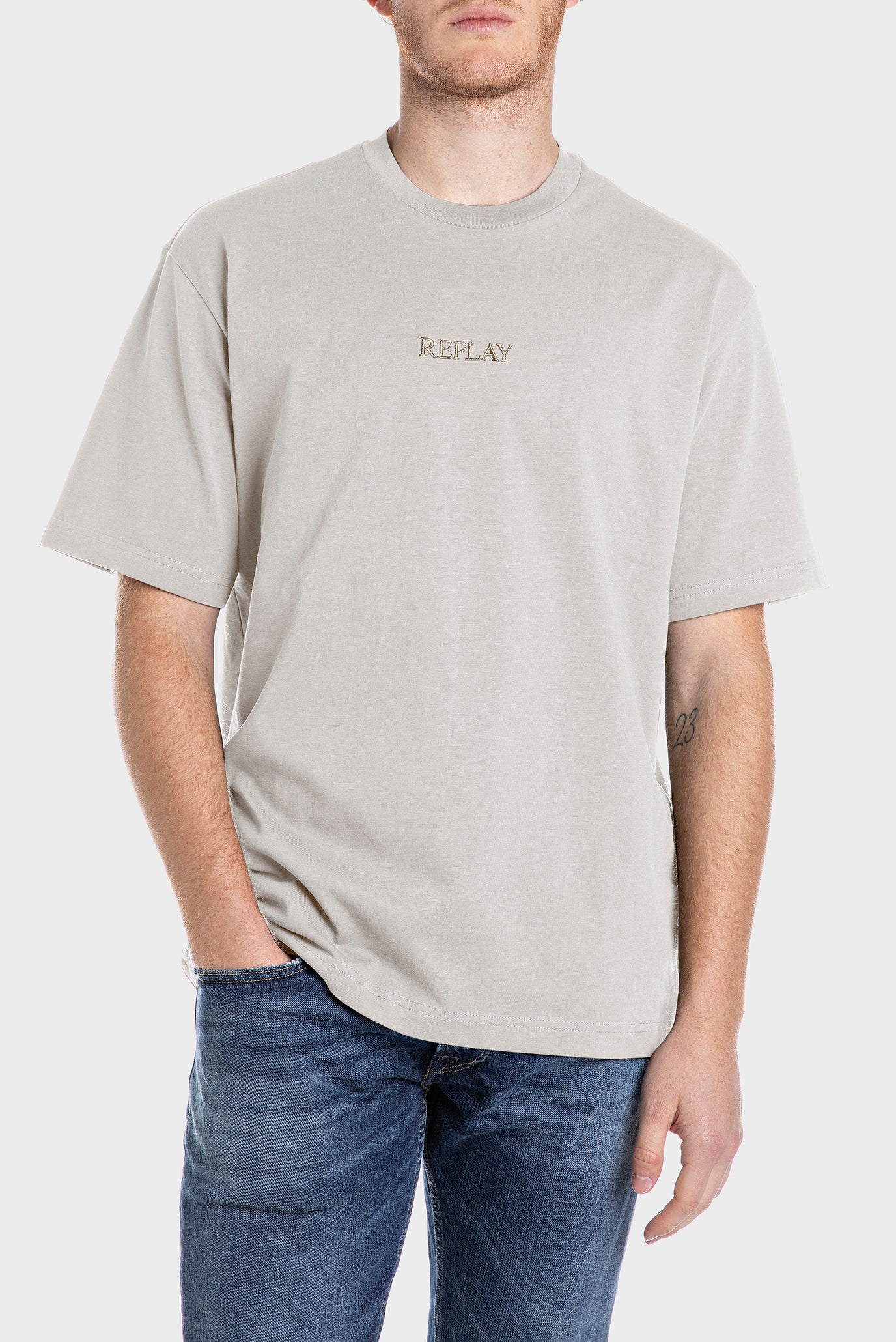 REPLAY PÁNSKÉ BAVLNĚNÉ TRIČKO S VÝŠIVKOU 