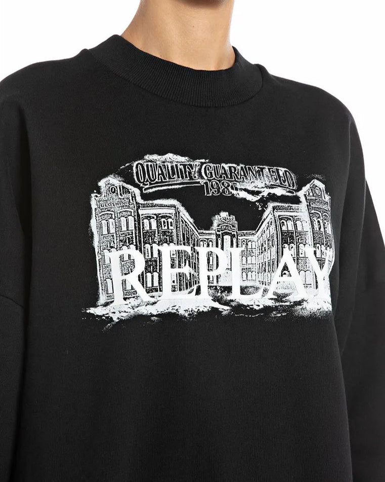 NŐI OVERSIZED HOSSZÚ PULÓVER HERITAGE NYOMTATÁSSAL