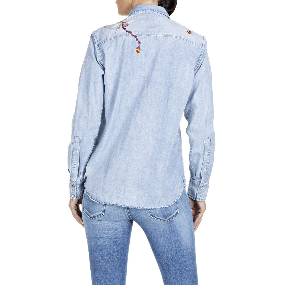 REPLAY WOMEN'S SHIRT WITH EMBROIDERY