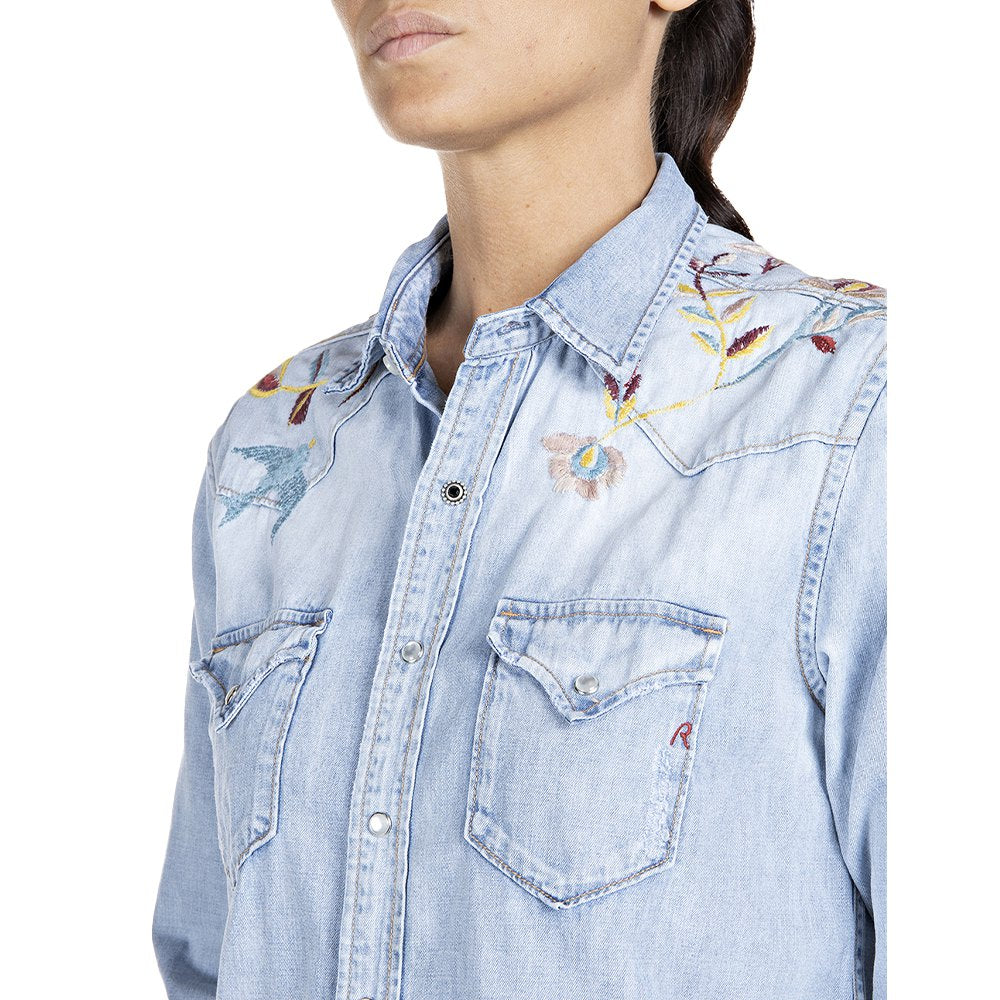REPLAY WOMEN'S SHIRT WITH EMBROIDERY
