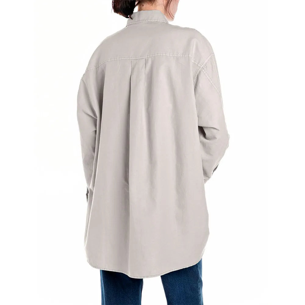 REPLAY DÁMSKÁ KOŠILE Z BAVLNY A LNU VOLNÉHO STŘIHU