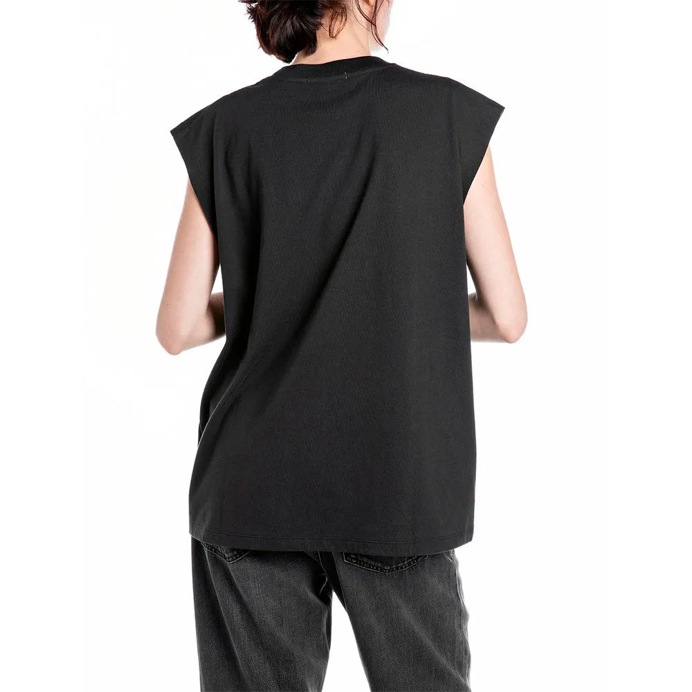 REPLAY DÁMSKÉ TRIČKO CHLAPECKÉHO STŘIHU S POTISKEM