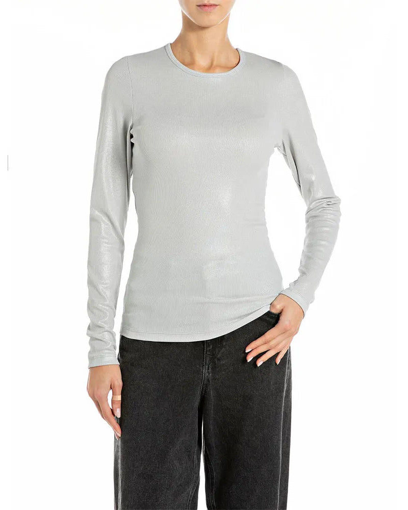 DÁMSKÉ TRIČKO REPLAY S DLOUHÝM RUKÁVEM A LESKLÝM EFEKTEM - W3449 .000.23952