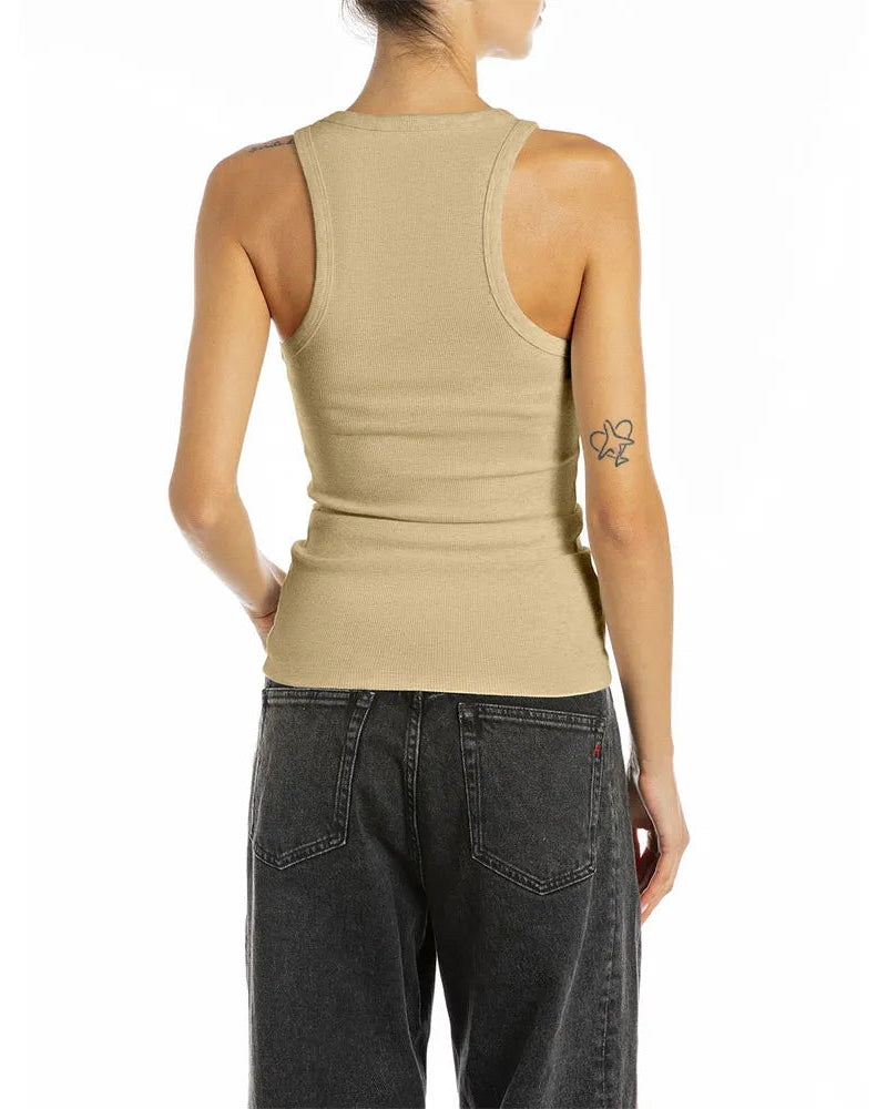 WOMEN'S REPLAY RIBBED KNITTED SLIM FIT TANK TOP