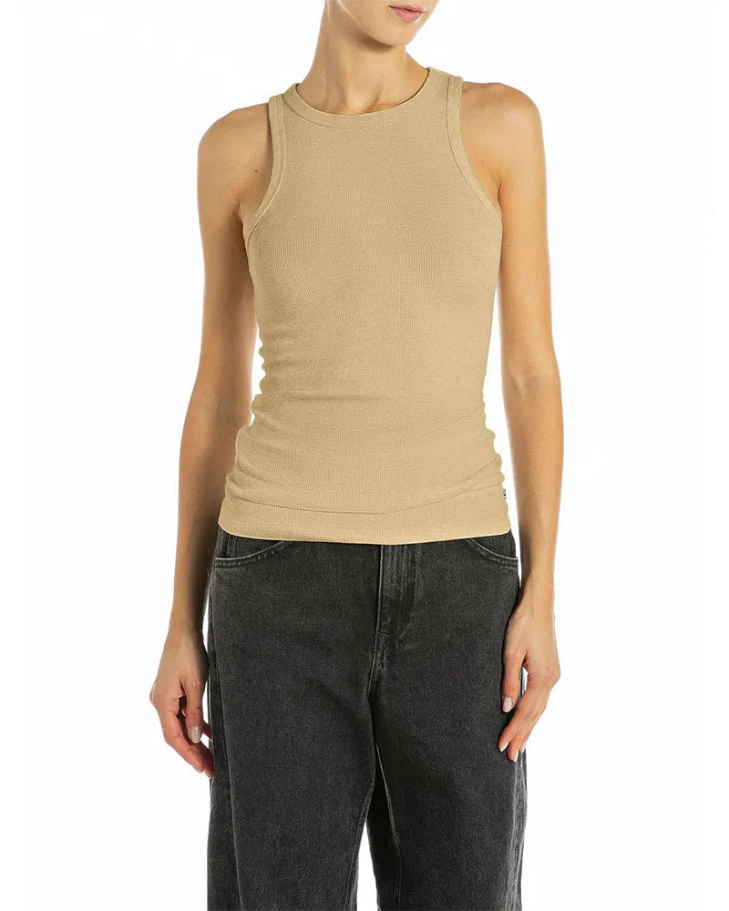 WOMEN'S REPLAY RIBBED KNITTED SLIM FIT TANK TOP