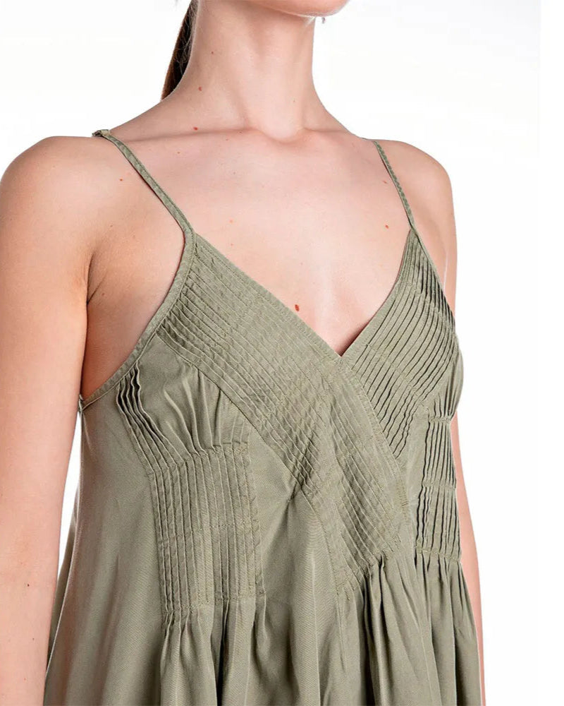 REPLAY WOMEN'S SUMMER MINI DRESS WITH STRAPS AND PLEATS