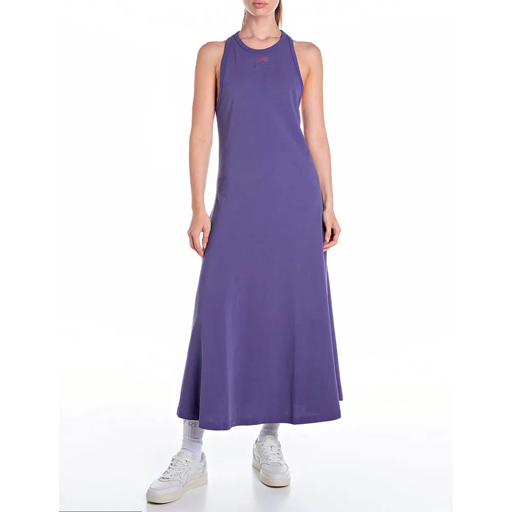 REPLAY PRINTED COTTON PIQUE MIDI DRESS