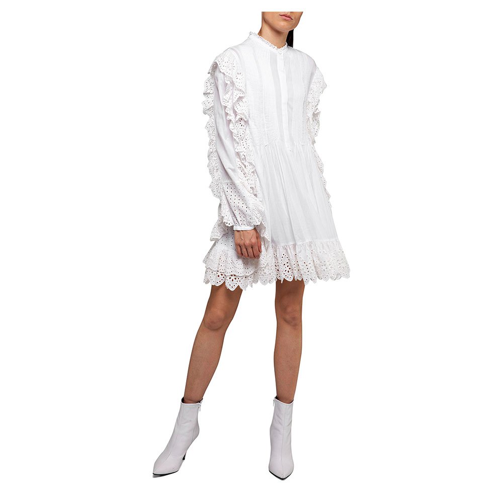 REPLAY ŠATY S DLOUHÝM RUKÁVEM A KRAJKOVÝMI VOLÁNY