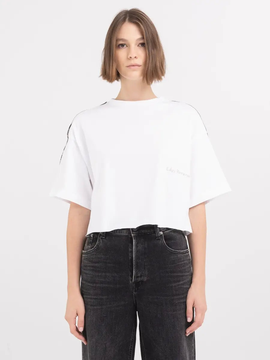 REPLAY DÁMSKÉ ZKRÁCENÉ TRIČKO S TŘÁSNĚMI